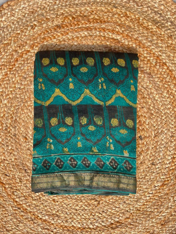 Rajnigandha | Green and Black Block Printed Maheshwari Saree