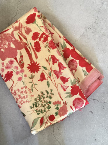 Alankrita | Pink and Red Floral Printed Kanjivaram Silk Saree
