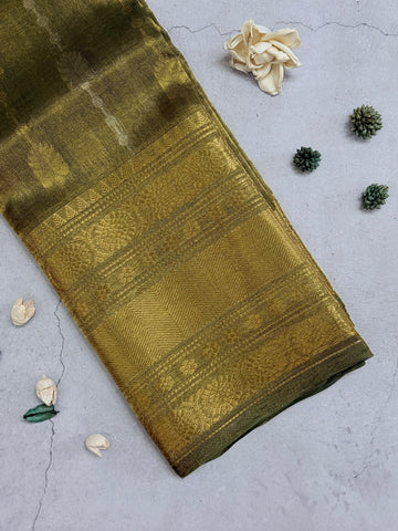 Amartha | Green and Gold Tissue Silk Saree