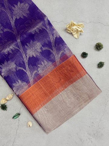 Anika | Purple and Silver Tissue Silk Saree