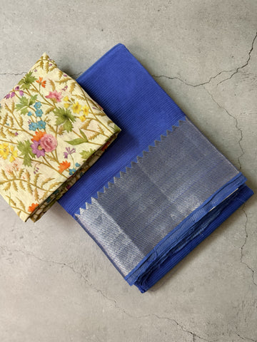 Avani | Blue Mangalagiri Silk Cotton Saree