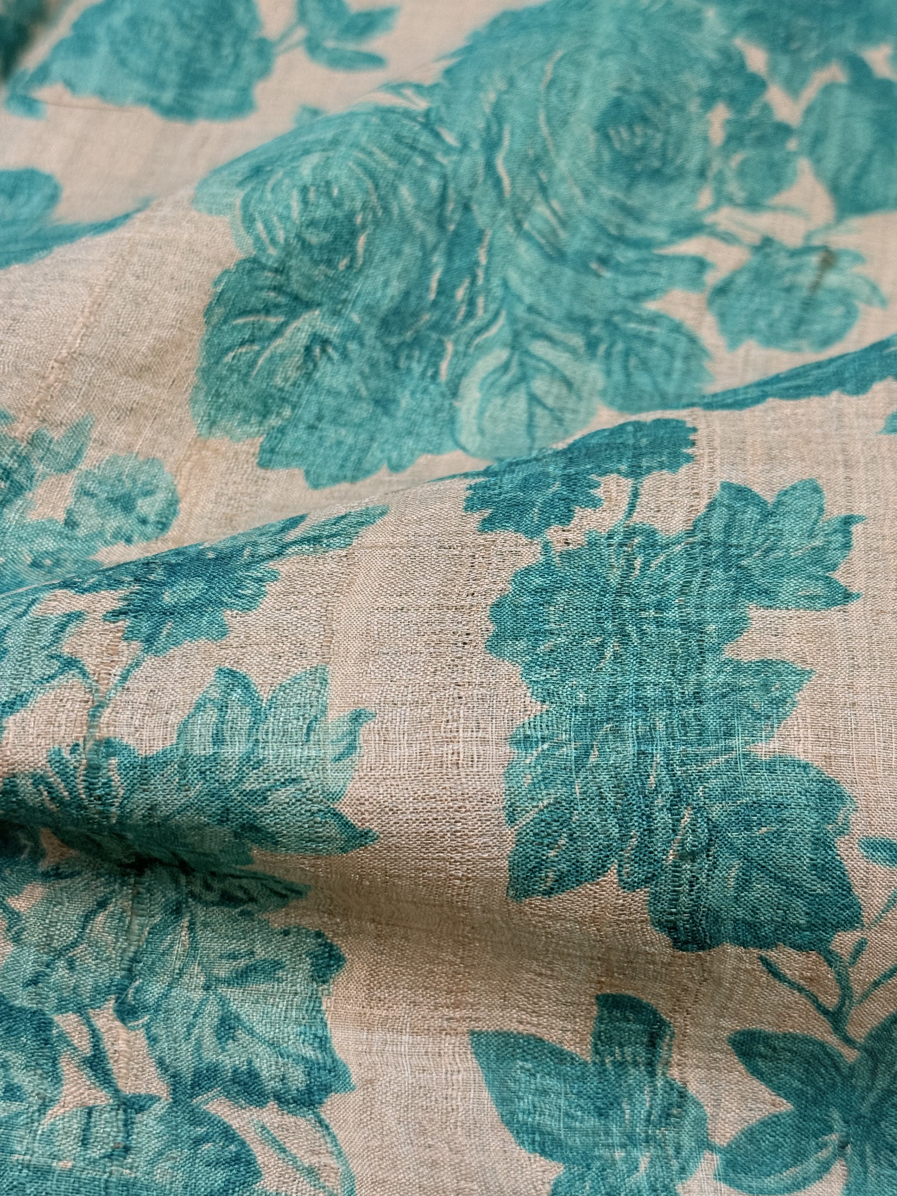 Chinmayee | Green and White Floral Printed Tussar Silk Saree