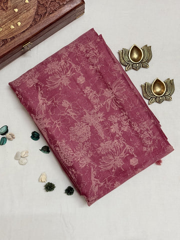 Adhiti | Onion Pink Printed Kanjivaram Kora Silk Saree