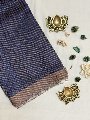 Nalini | Navy Blue Matka Tussar Silk Saree