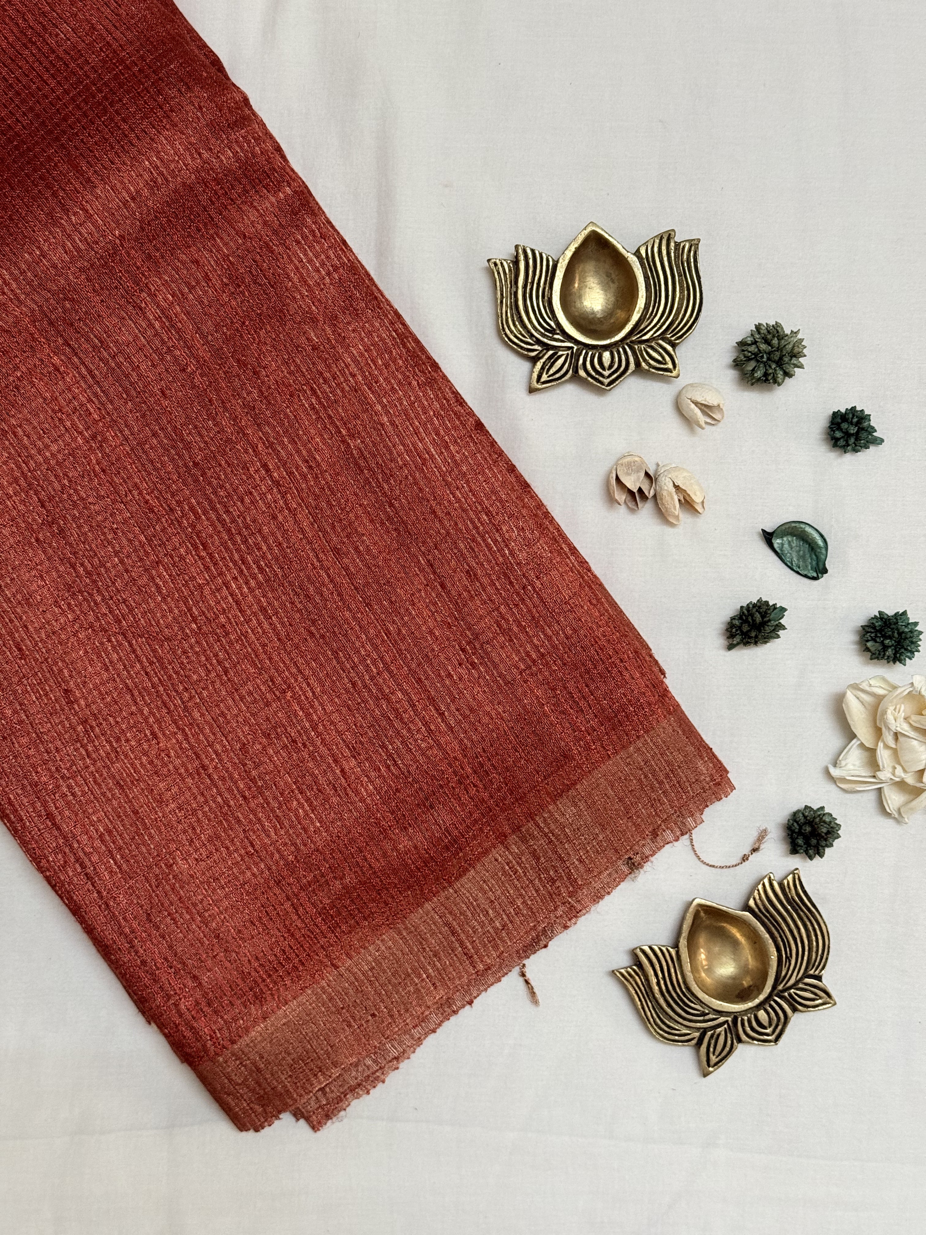 Rajatha | Burnt Orange Matka Tussar Silk Saree