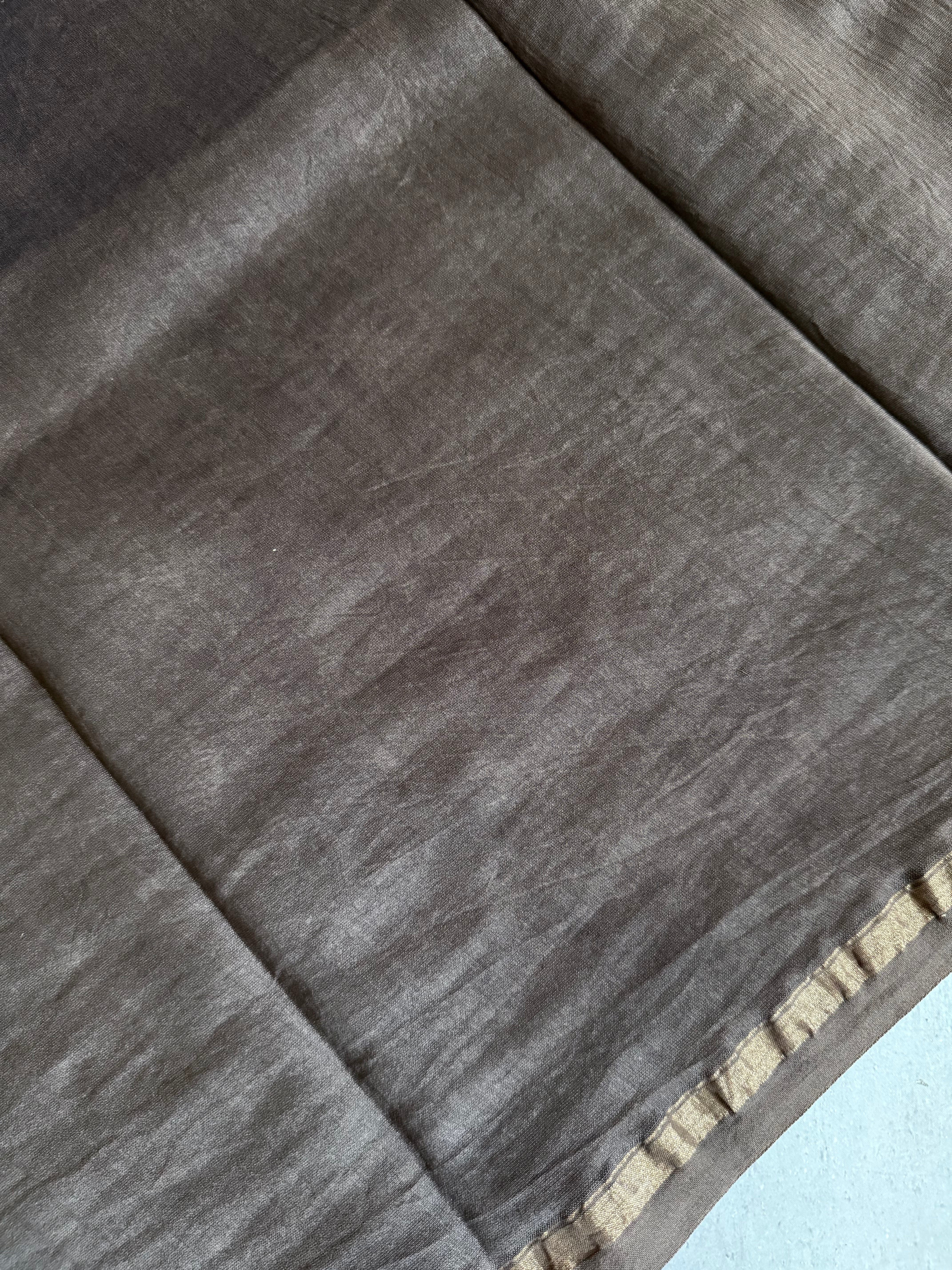 Chitraleela | Brown Akola Block Printed Chanderi Saree