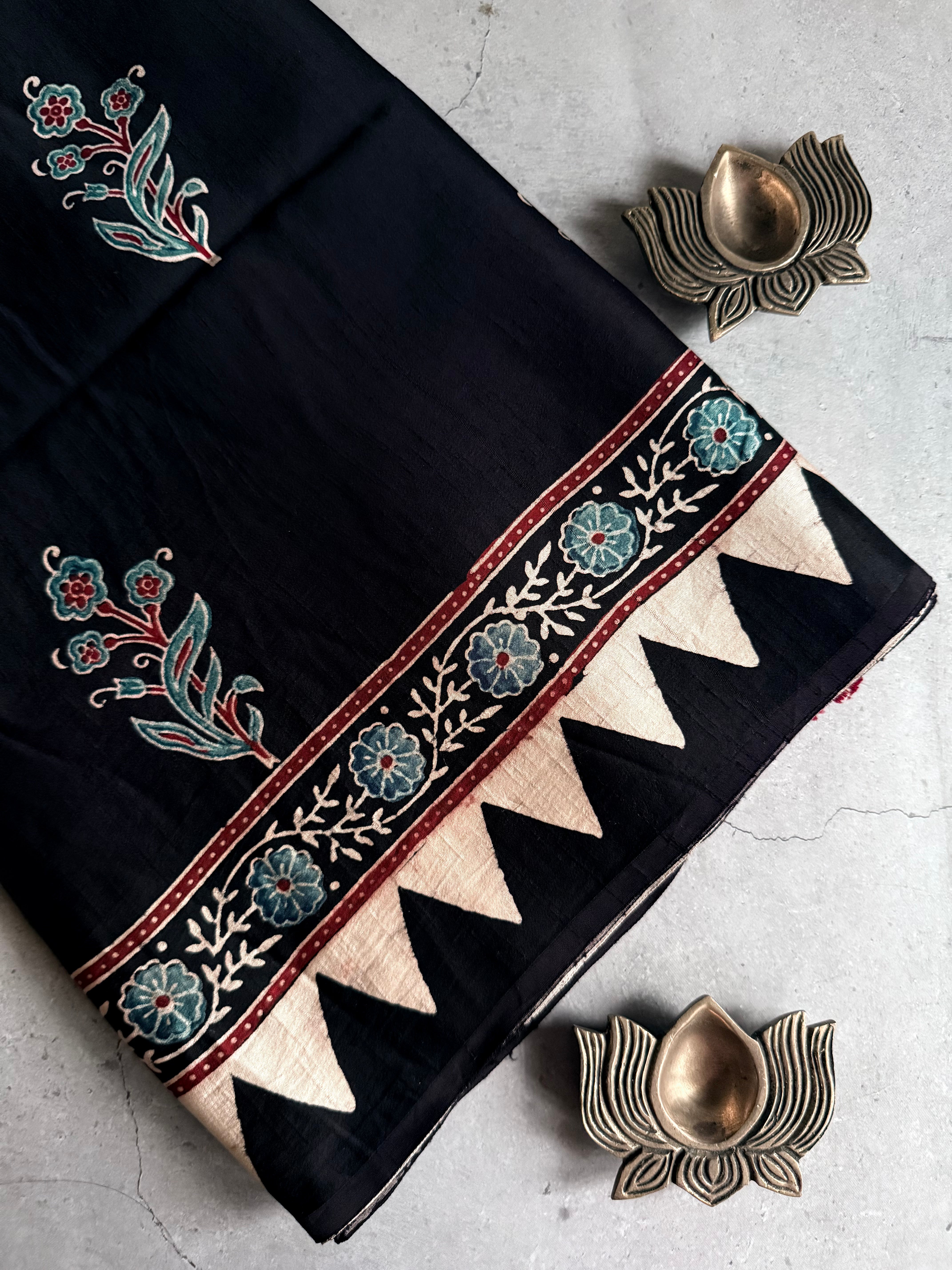 Tanamyee | Authentic Block Printed Modal Silk Saree
