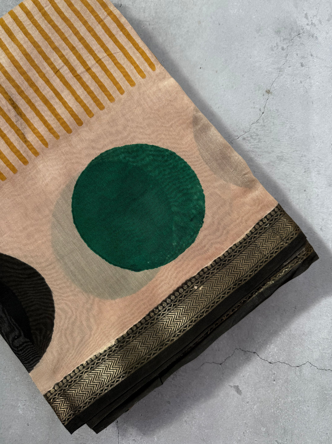 Tamra| Mustard Yellow Block Printed Maheshwari Saree