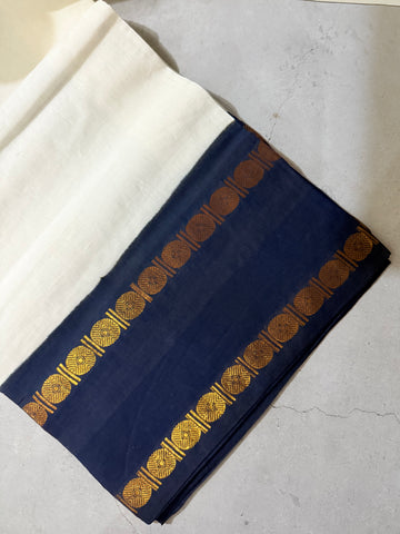 Antara | White and Black Sungudi Cotton Saree