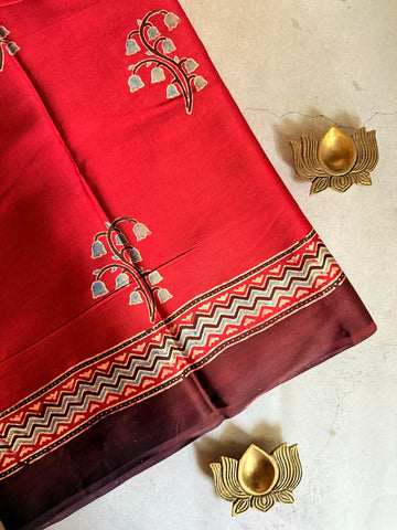 Tara | Authentic Block Printed Modal Silk Saree