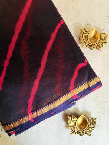 Manjima | Navy and Pink Floral Block Printed Chanderi Saree (Copy)