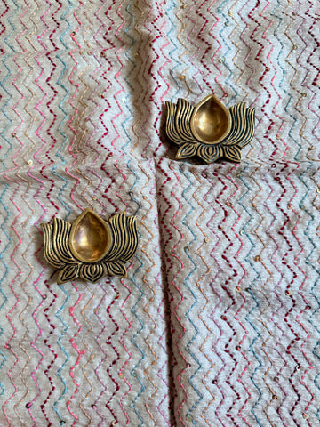 Zigzag Kutch Embroidered on Pure Desi Tussar Blouse Fabric