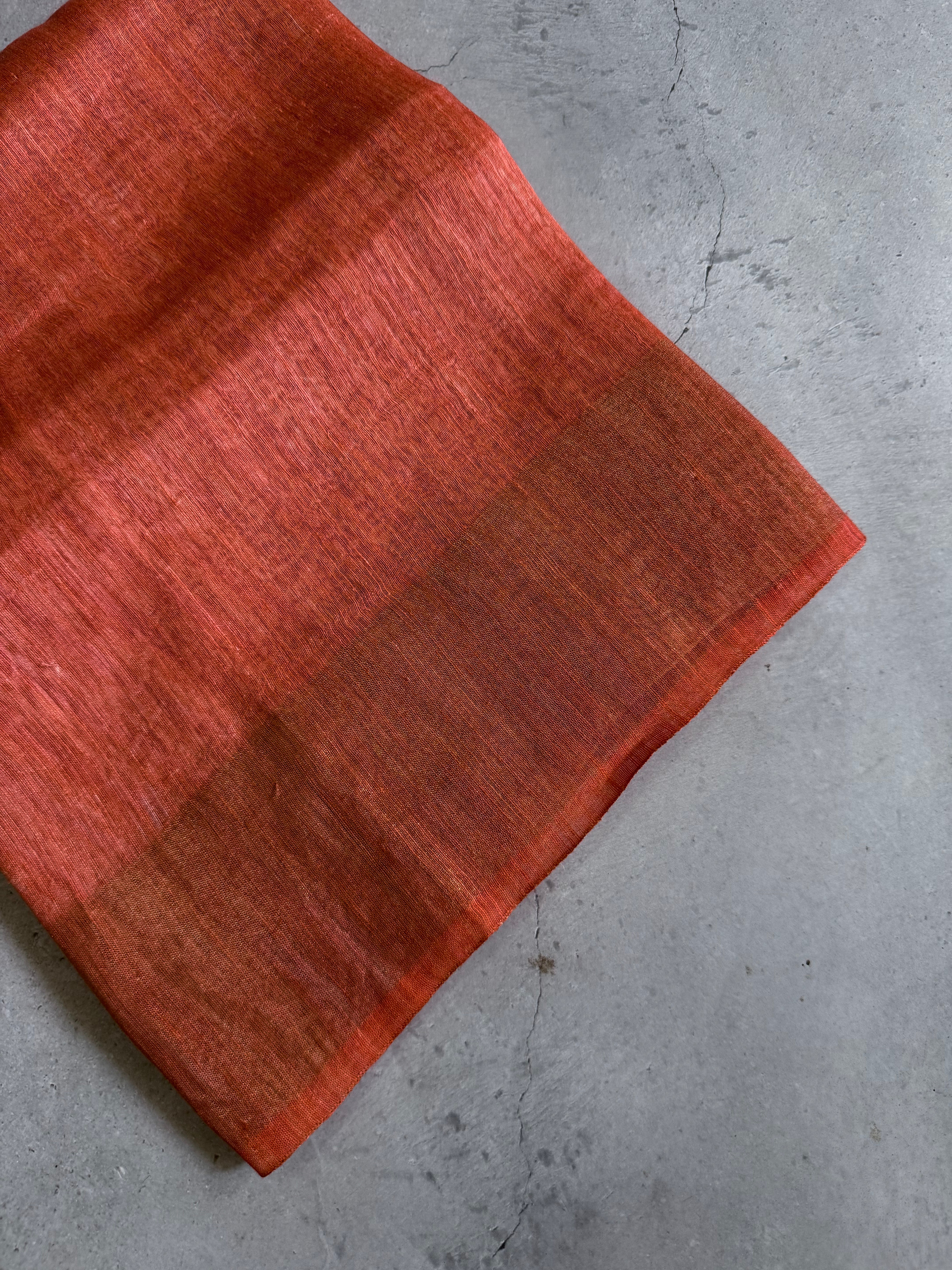 Manjari | Grey and Orange Floral Printed Linen Silk Saree