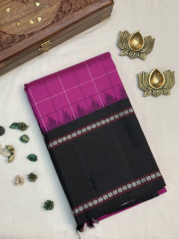 Dheera | Pink and Black Kanjivaram Silk Saree