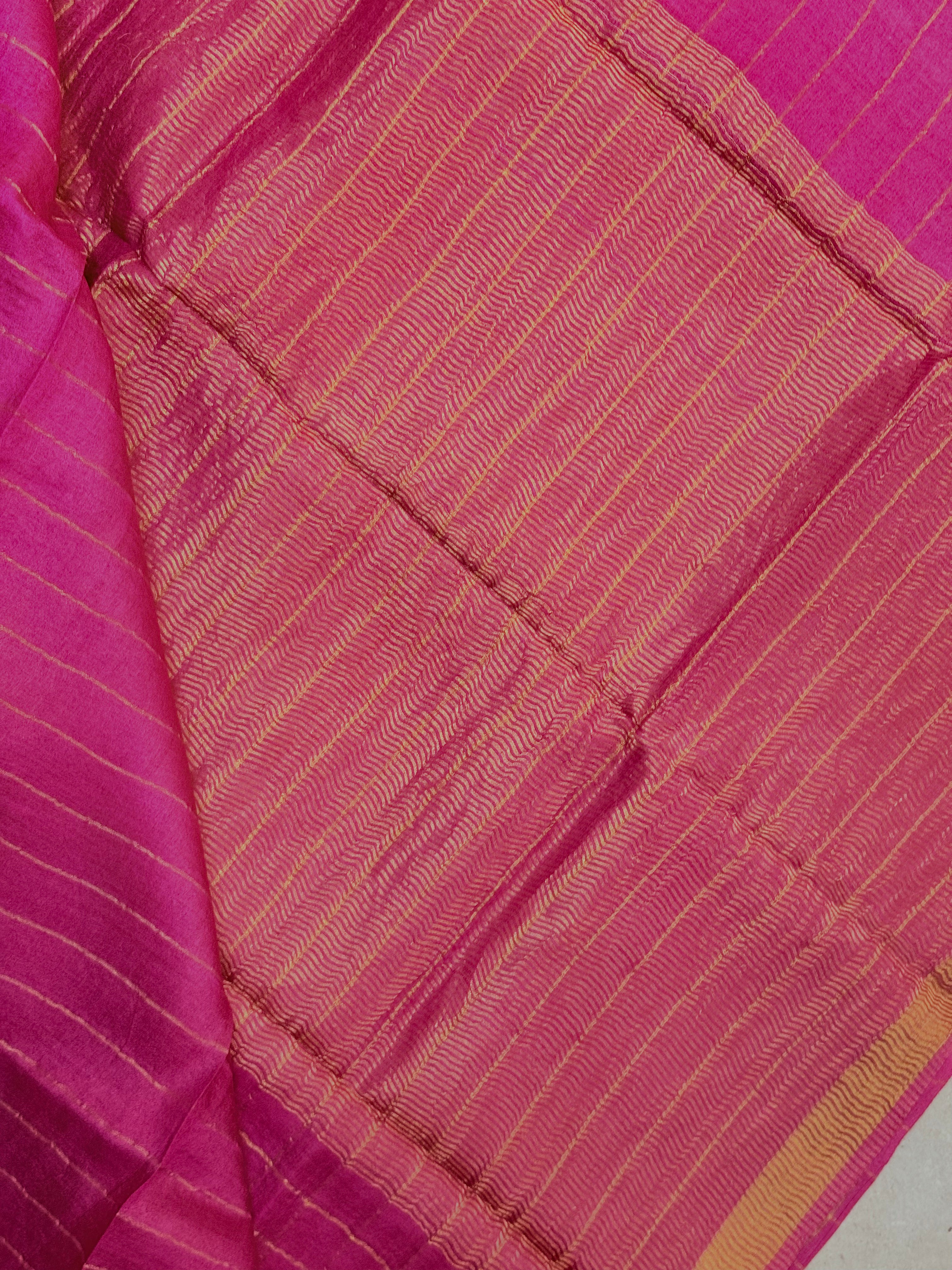 Achala | Pink Zari Checks Tussar Silk Saree