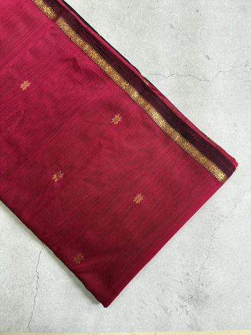 Impana | Pinkish Red Maheshwari Silk Cotton Saree