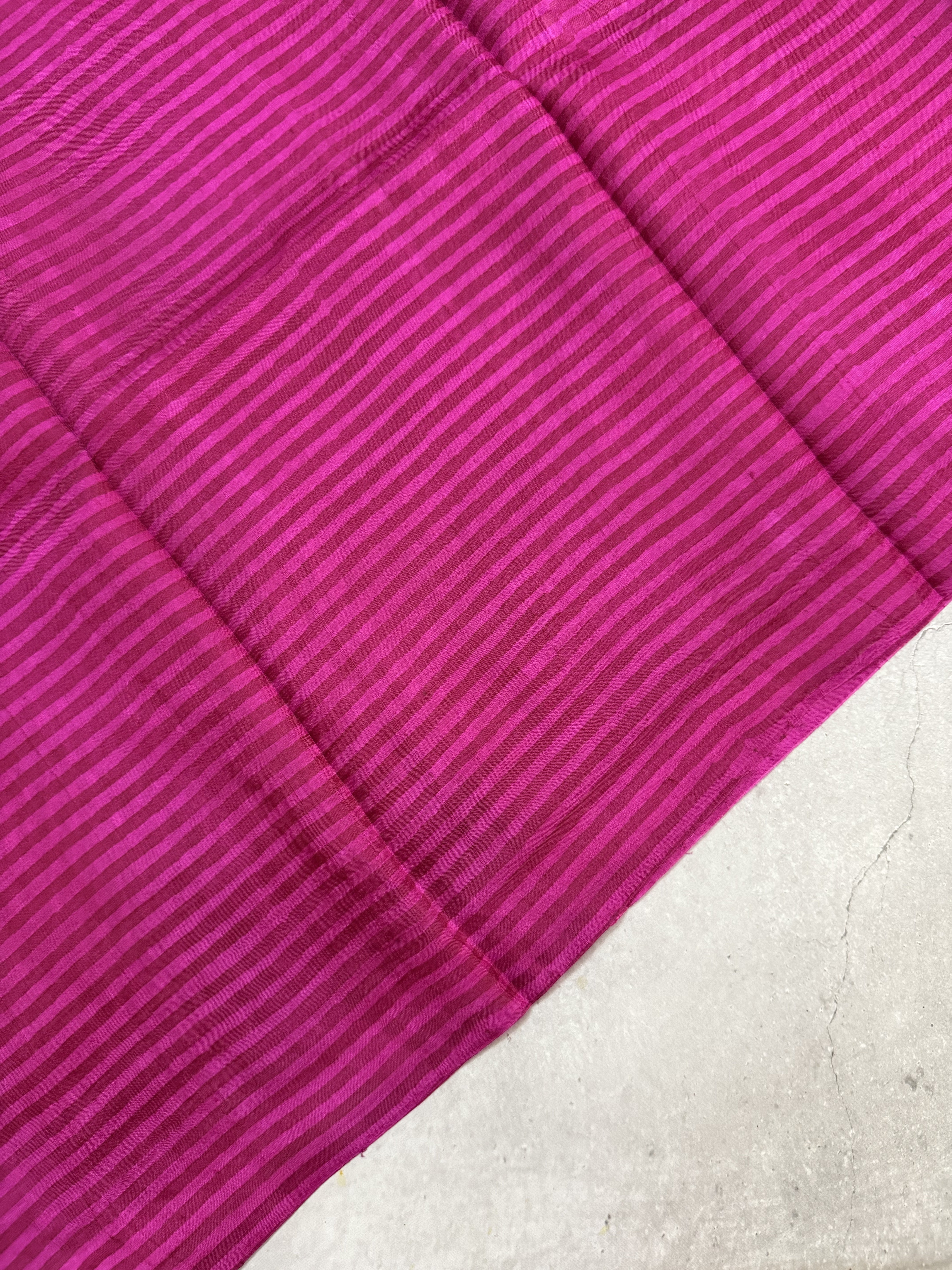 Kamali | Pink and White Floral Hand Painted Silk Saree