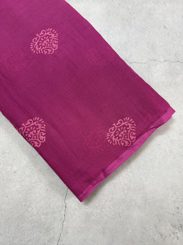 Kanaka | Pink Block Printed Mul Cotton Saree