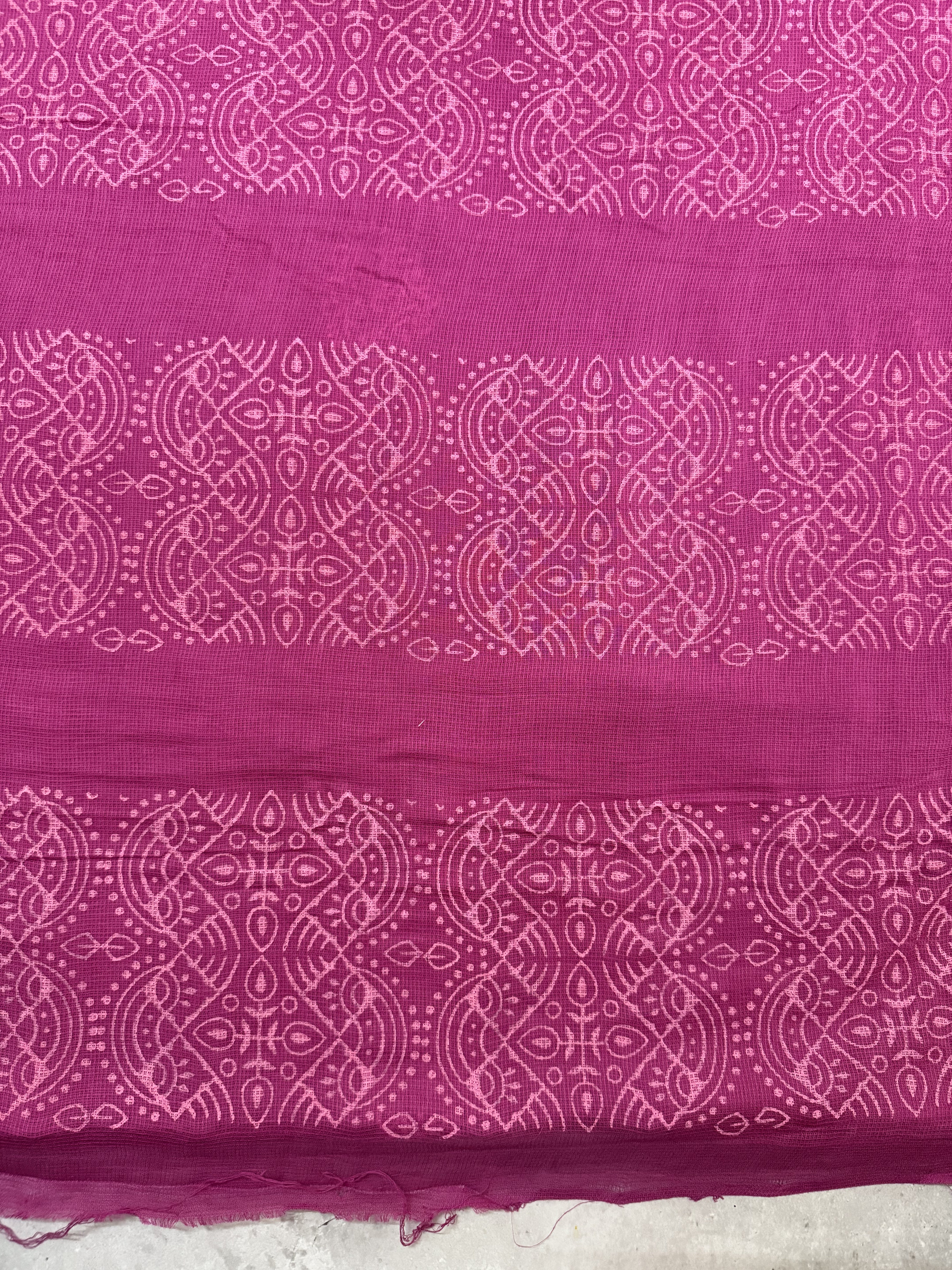 Kanaka | Pink Block Printed Mul Cotton Saree