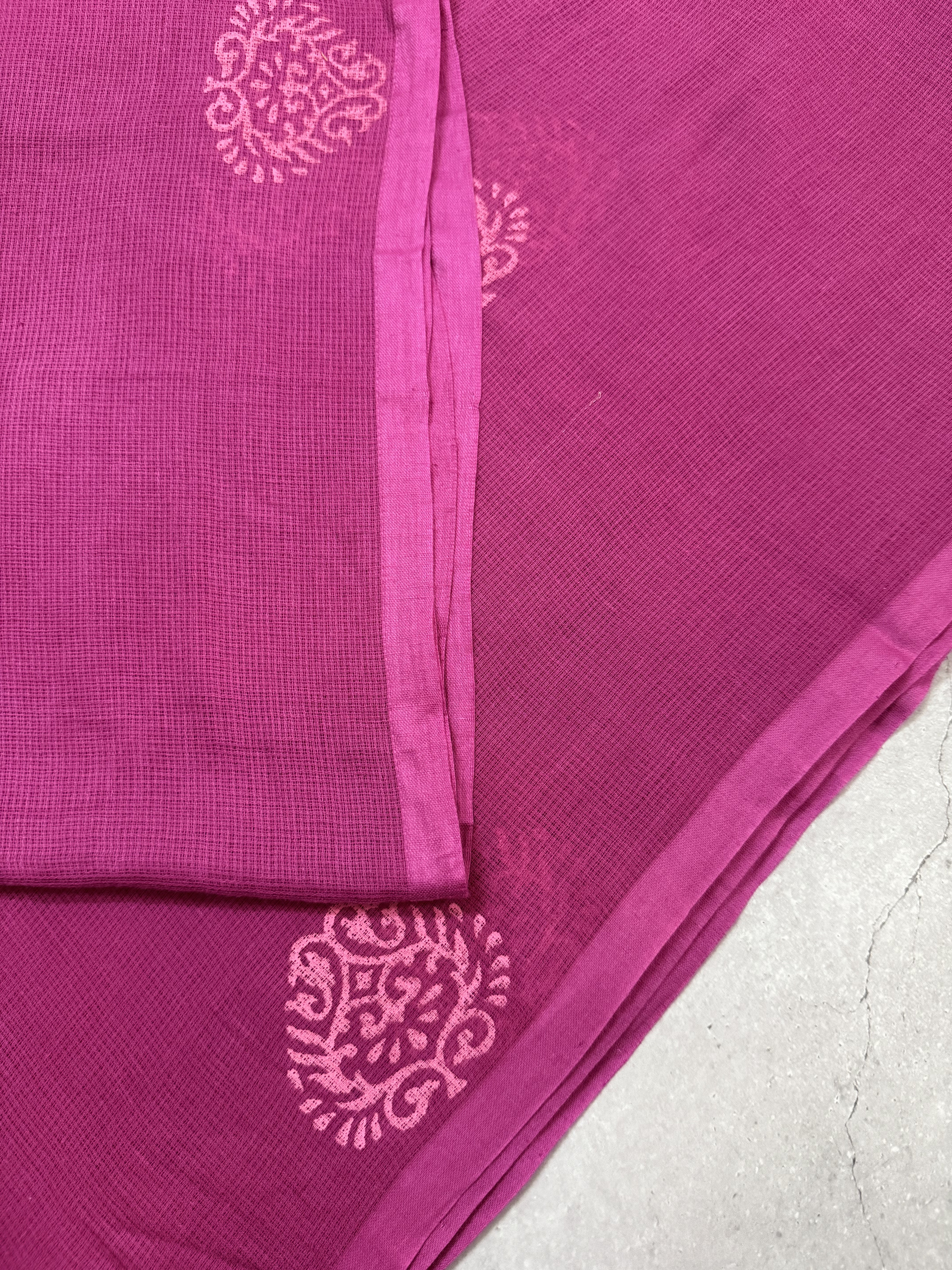 Kanaka | Pink Block Printed Mul Cotton Saree