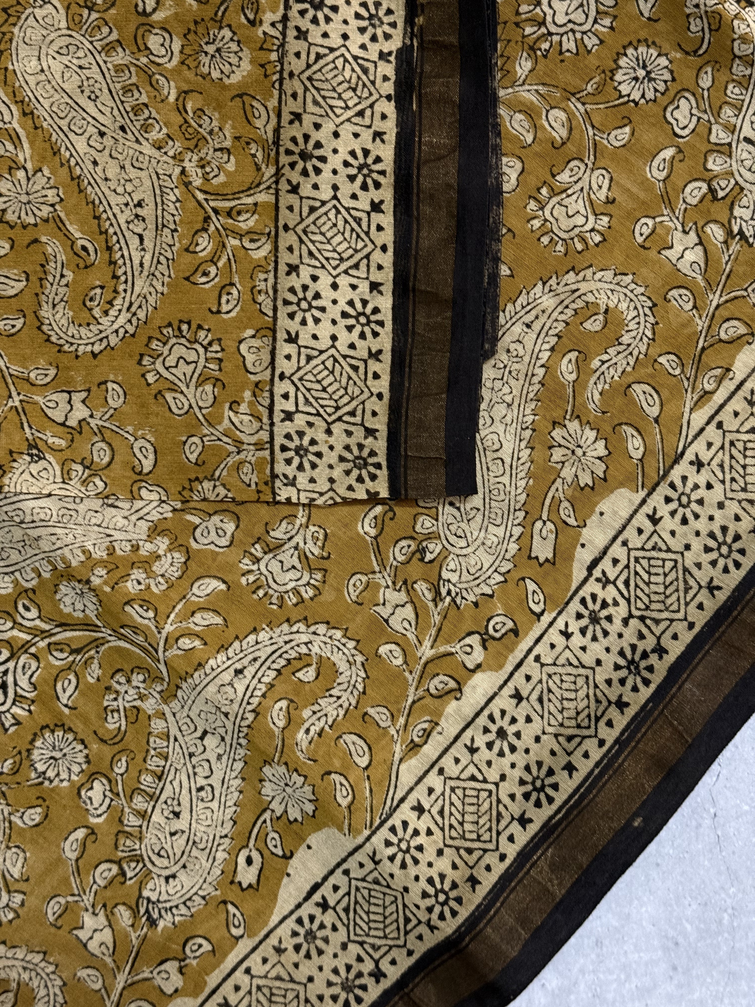 Mira | Yellow Block Printed Chanderi Saree
