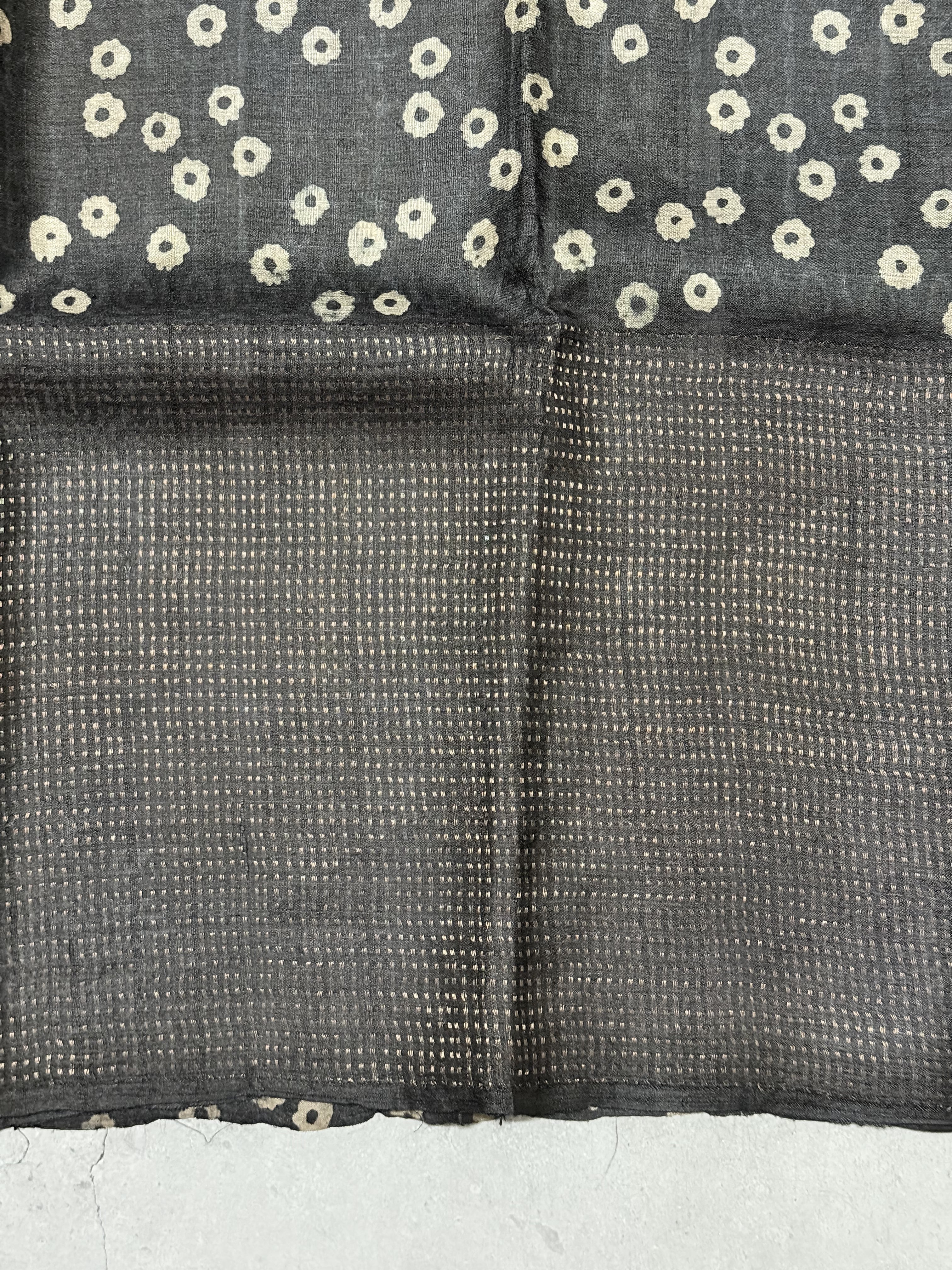 Mohanaa | Elephant Grey Batik Printed Tussar Silk Saree