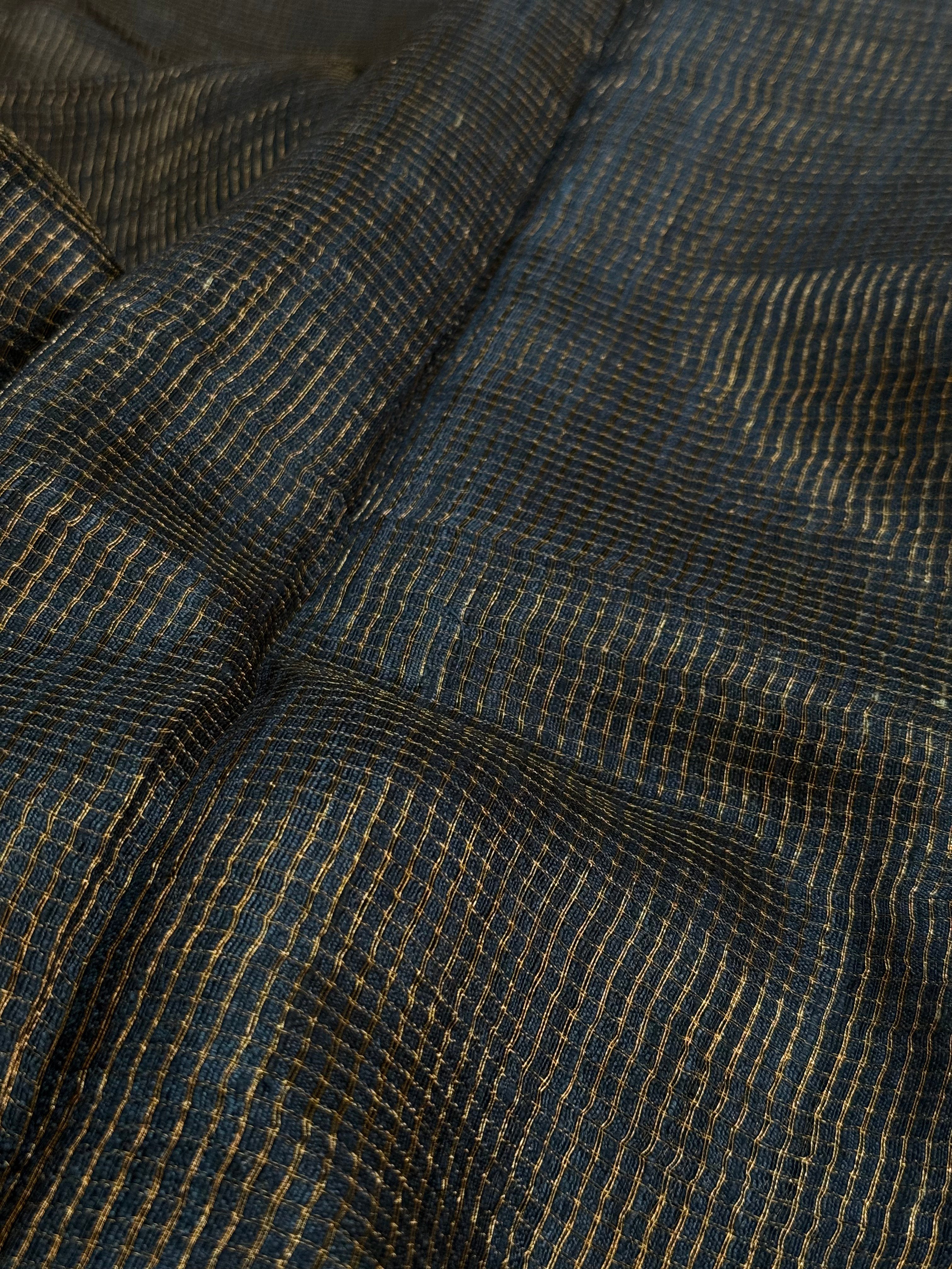 Nalini | Navy Blue Matka Tussar Silk Saree