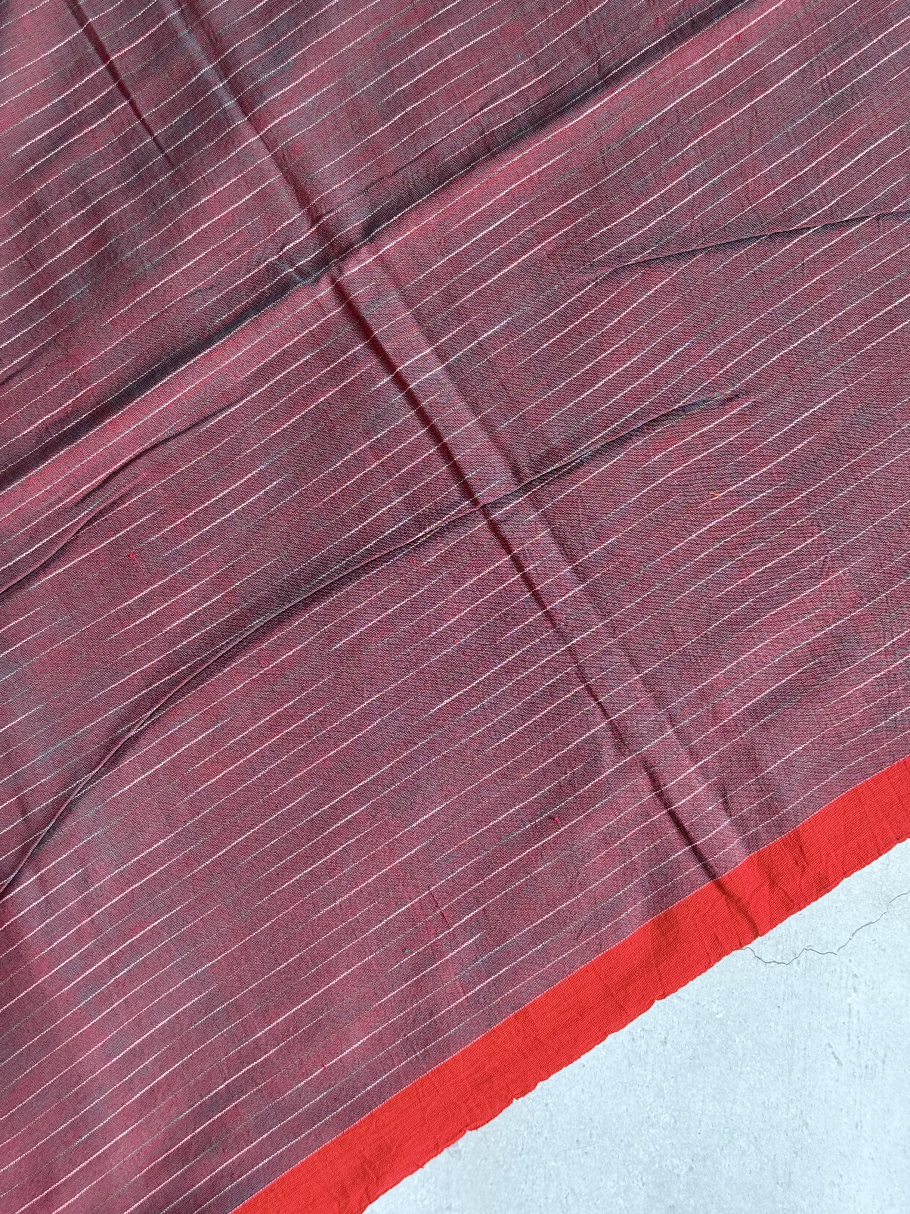 Neeraja | Green and Red Broken Checks Bengal Cotton Saree