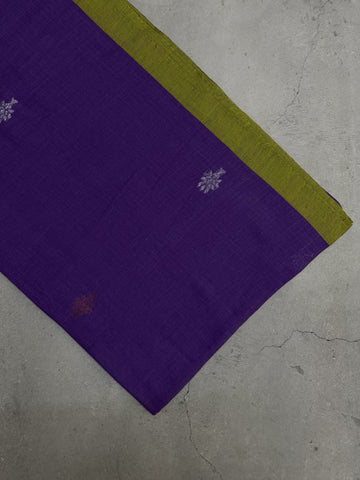 Utpala | Purple and Green Jamdani Bengal Cotton Saree