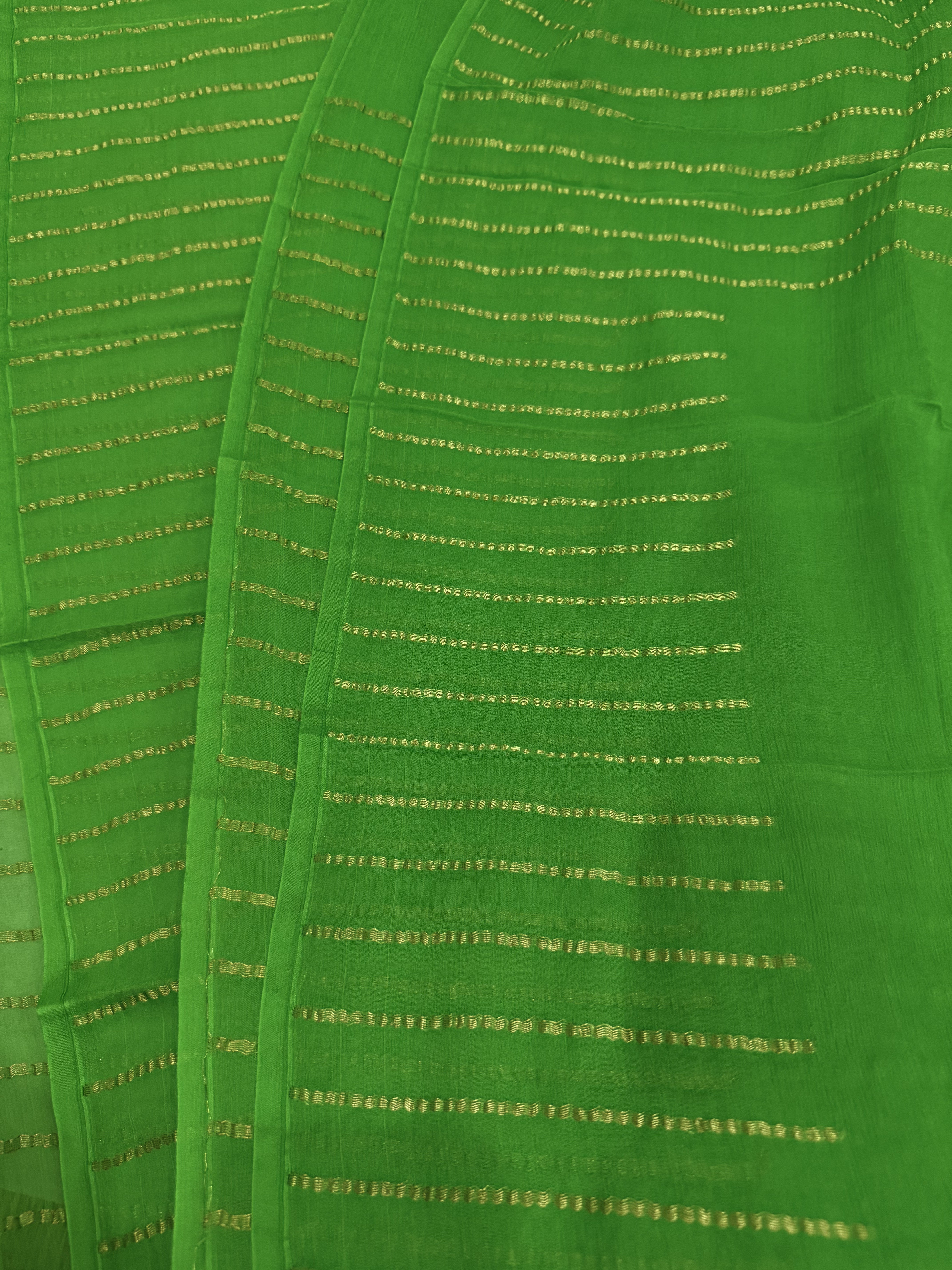 Kesha | Green and Gold Chiffon Silk Saree