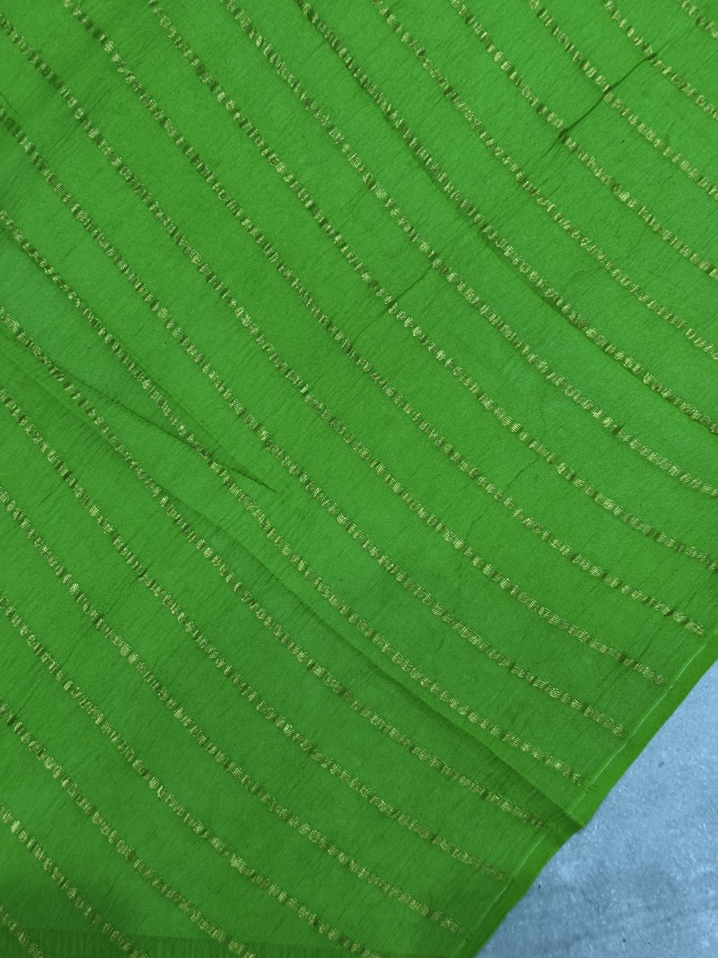 Kesha | Green and Gold Chiffon Silk Saree
