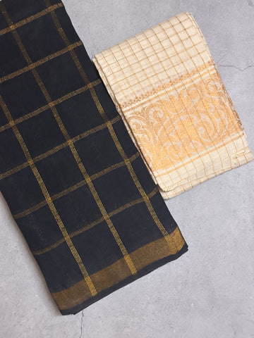 Niyati | Black and Gold Sungudi Cotton Saree