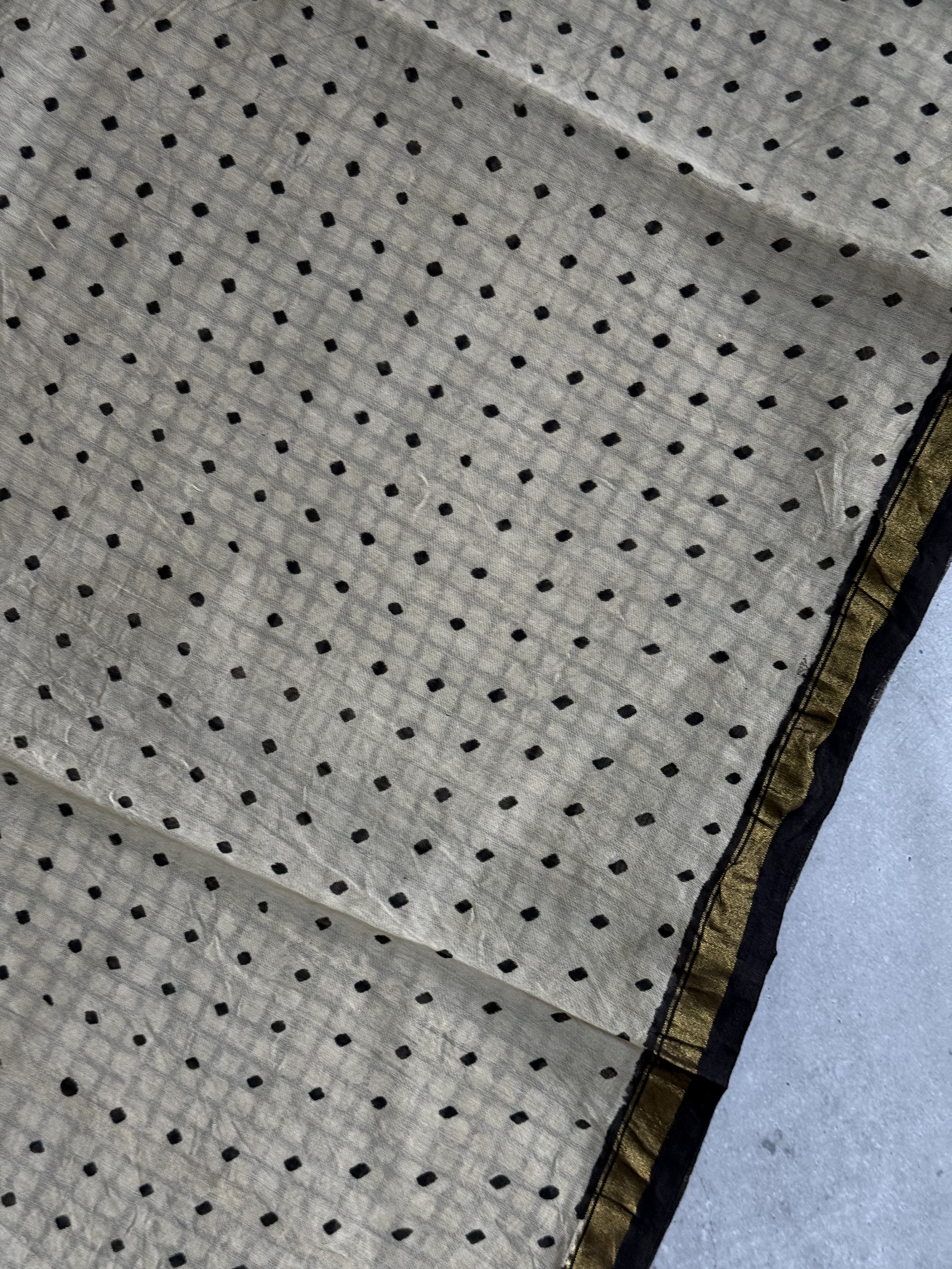 Takshvi | Black Block Printed Chanderi Saree