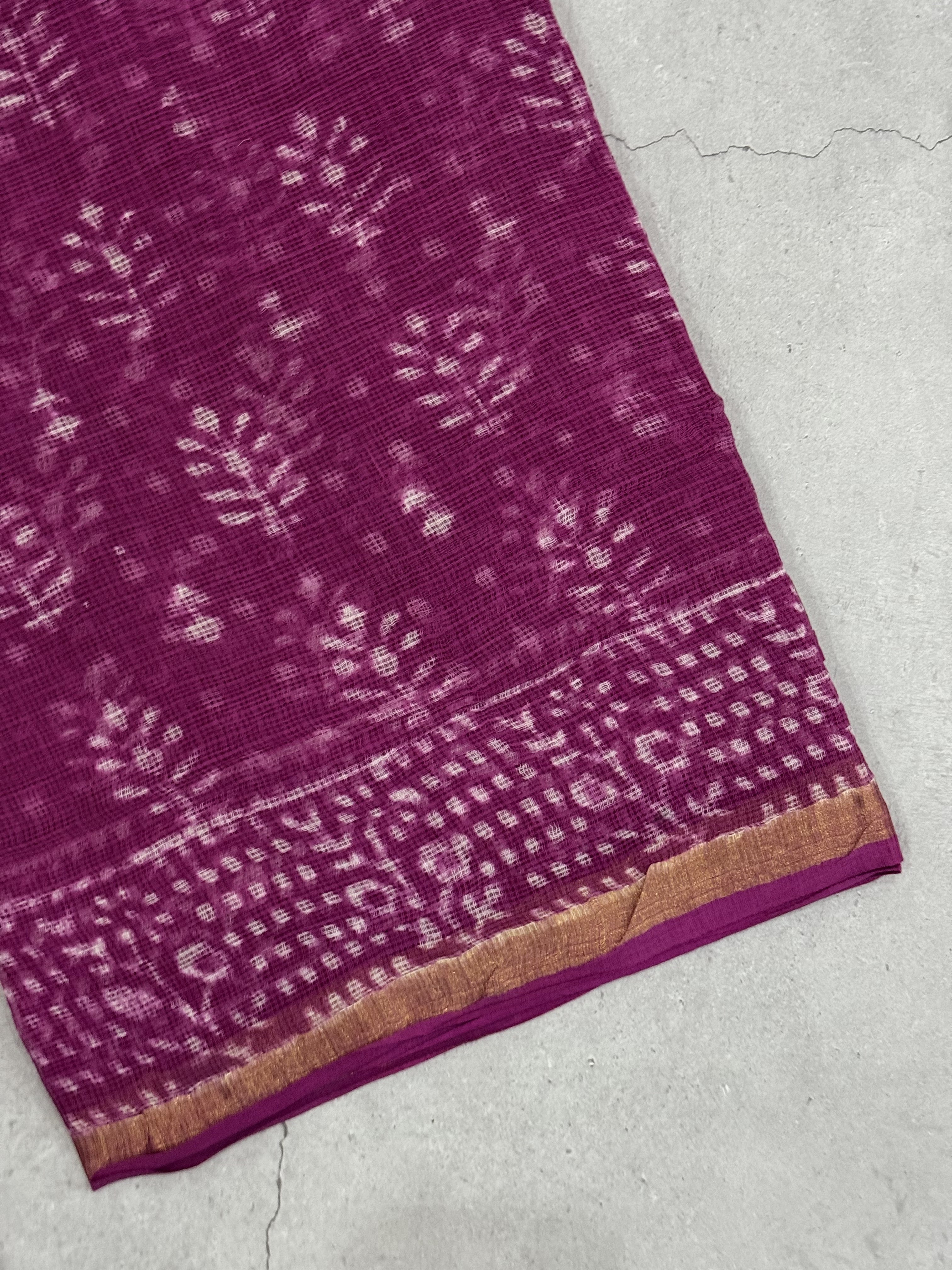 Yamuna | Pink Block Printed Kota Saree