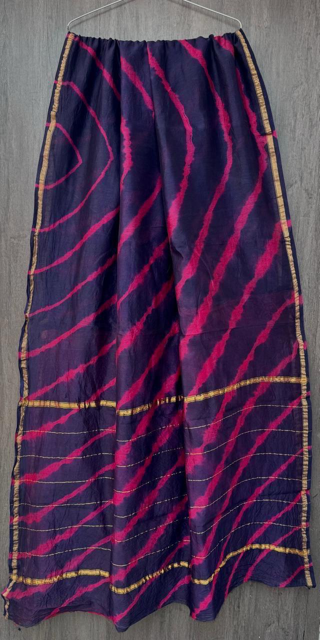 Manjima | Navy and Pink Floral Block Printed Chanderi Saree (Copy)