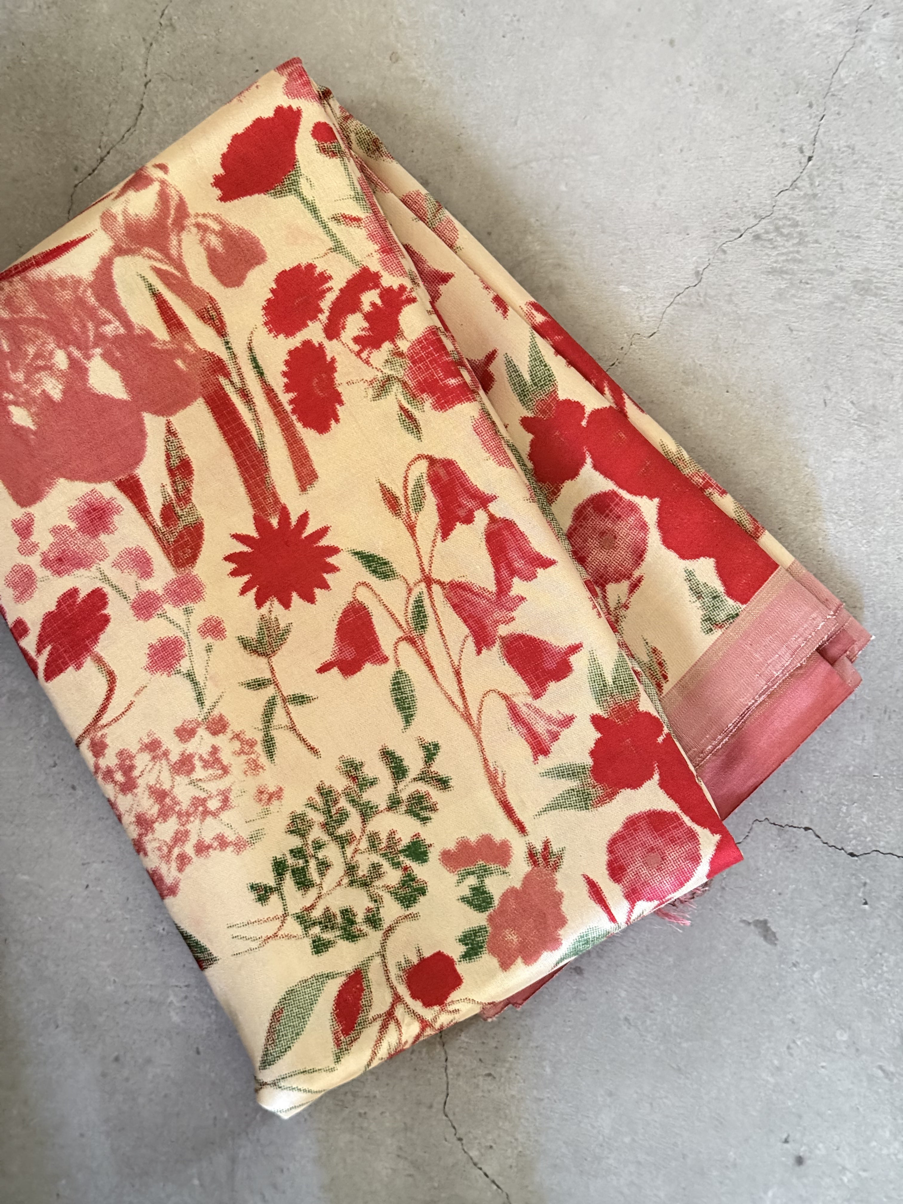 Alankrita | Pink and Red Floral Printed Kanjivaram Silk Saree