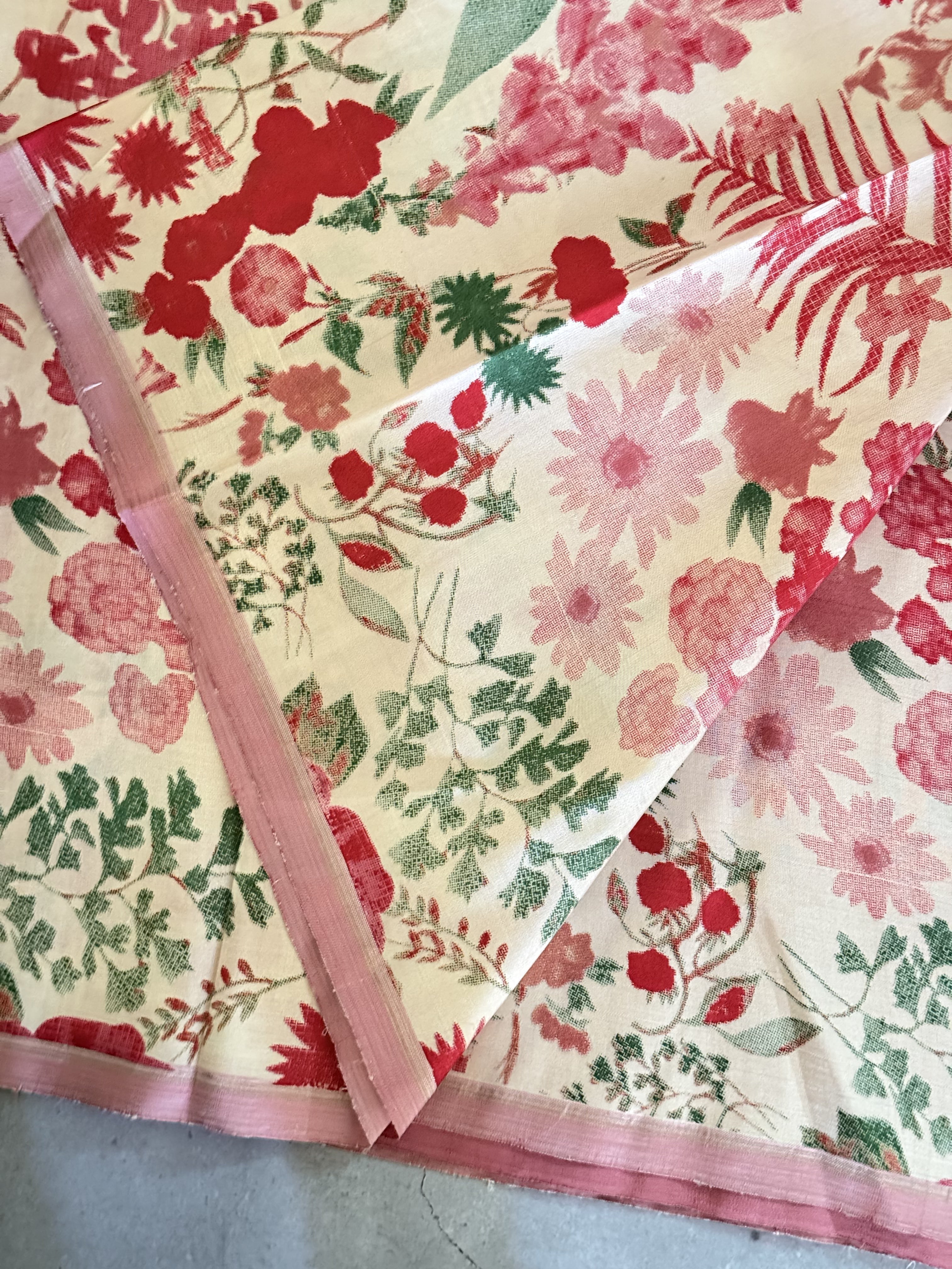 Alankrita | Pink and Red Floral Printed Kanjivaram Silk Saree