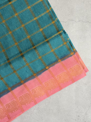 Alamelu | Blue and Pink Sungudi Cotton Saree