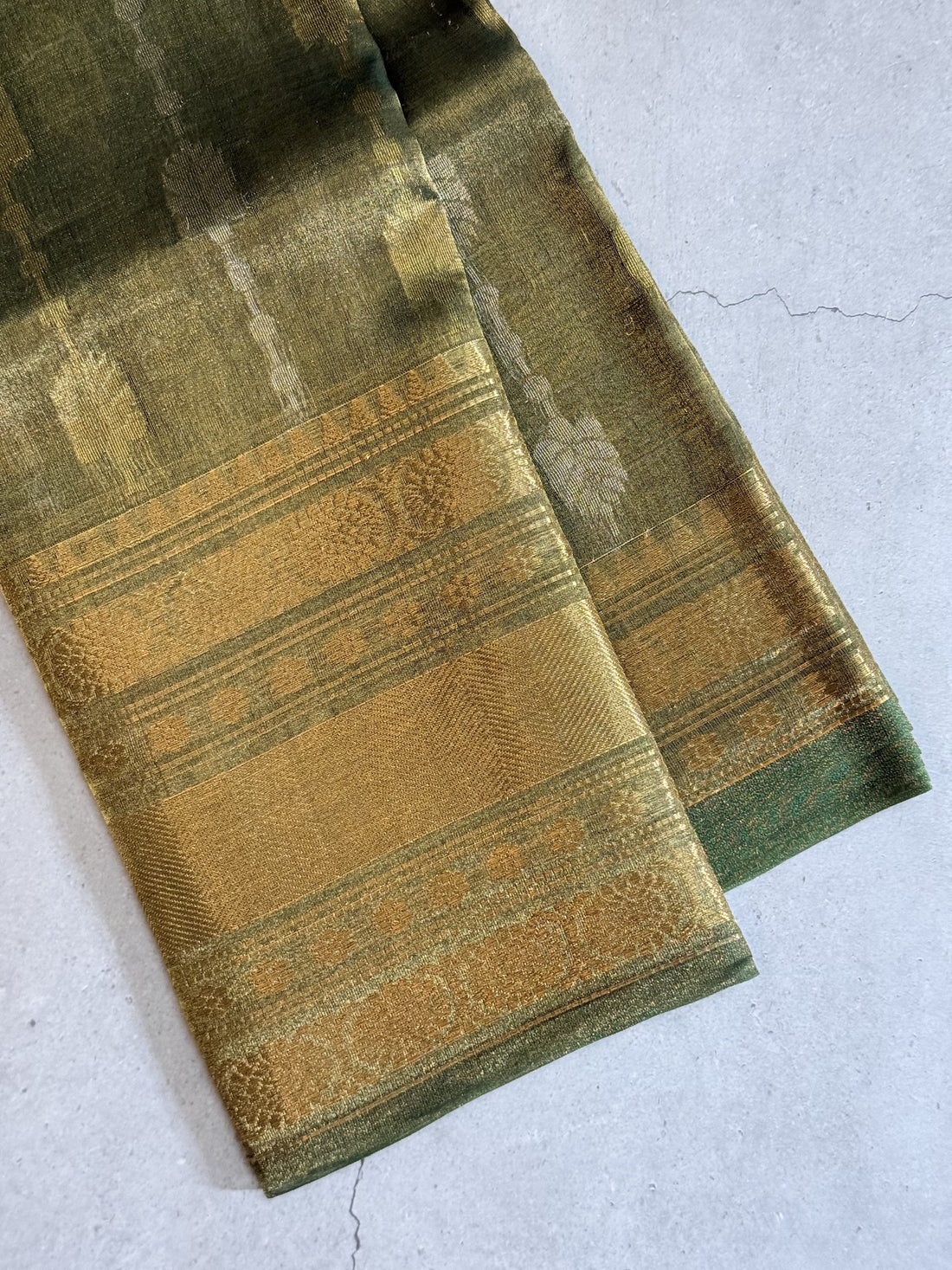 Amartha | Green and Gold Tissue Silk Saree