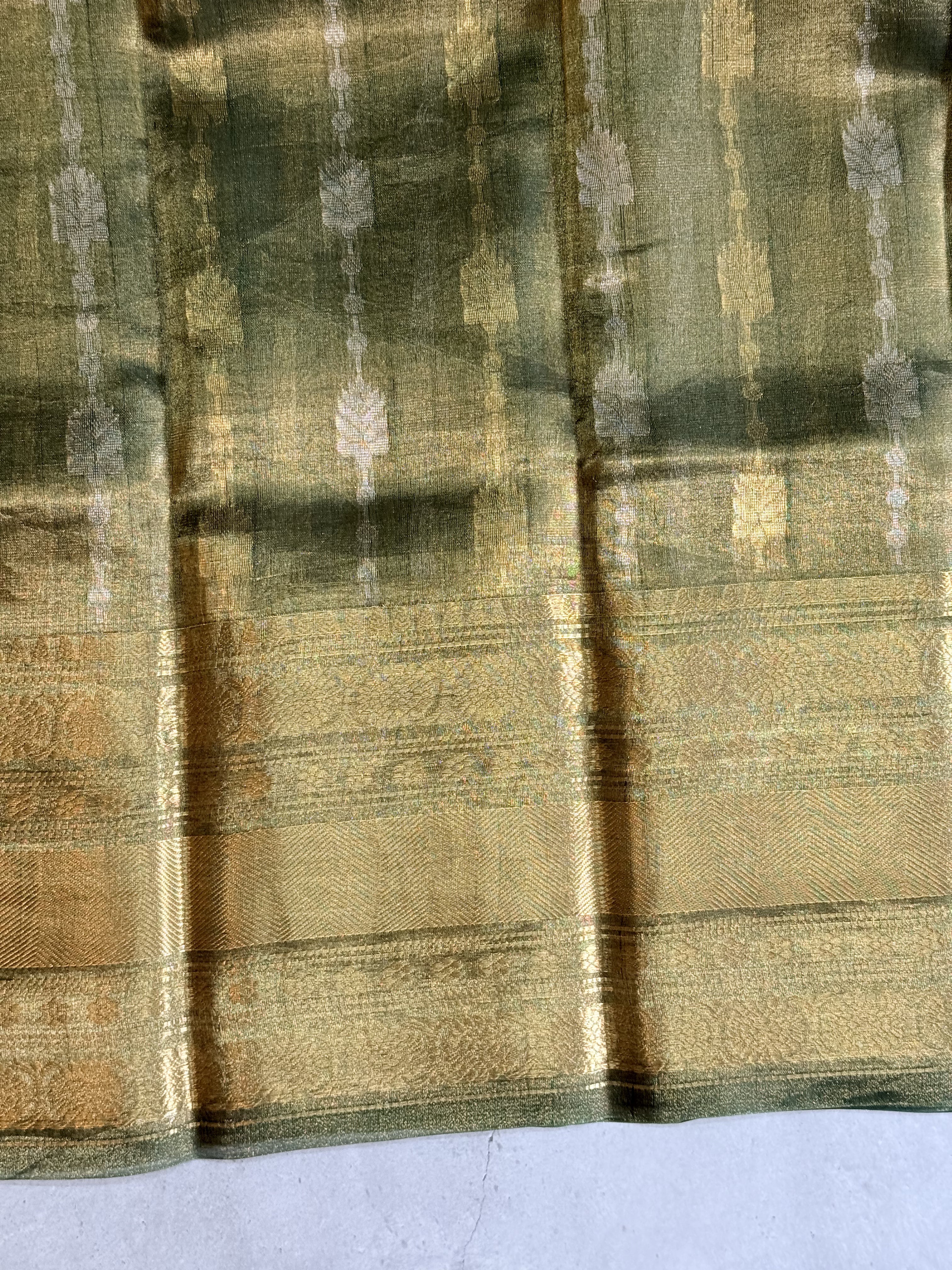 Amartha | Green and Gold Tissue Silk Saree