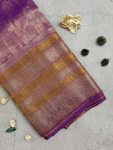 Anayra | Lavender Floral Tissue Silk Saree