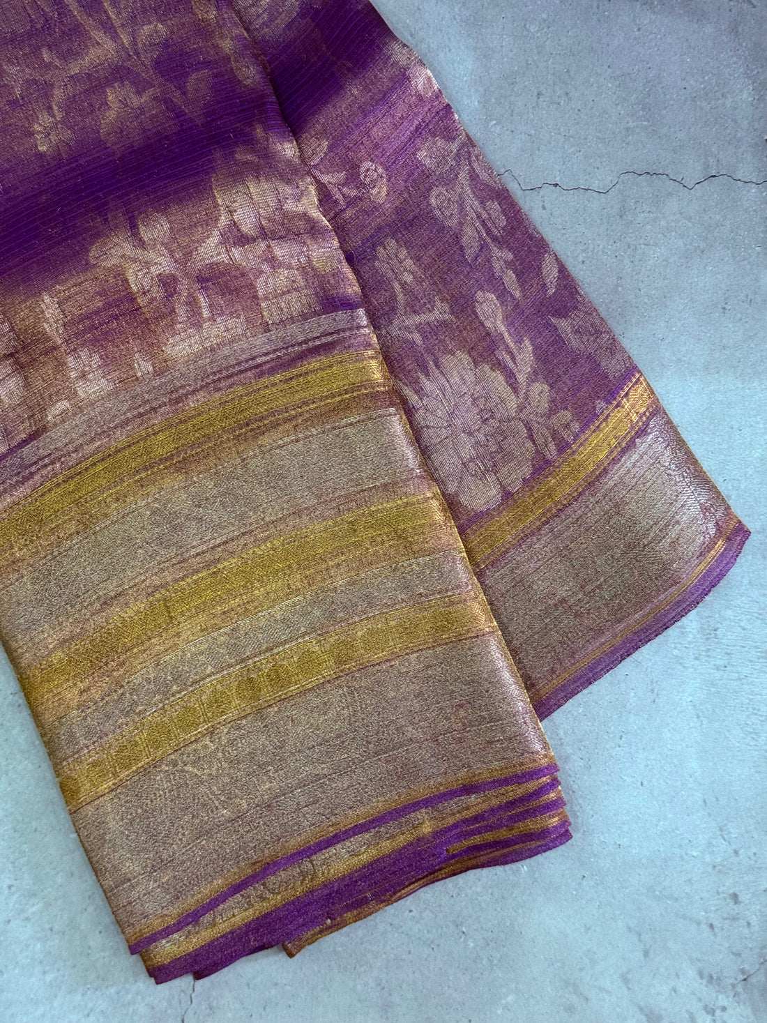 Anayra | Lavender Floral Tissue Silk Saree
