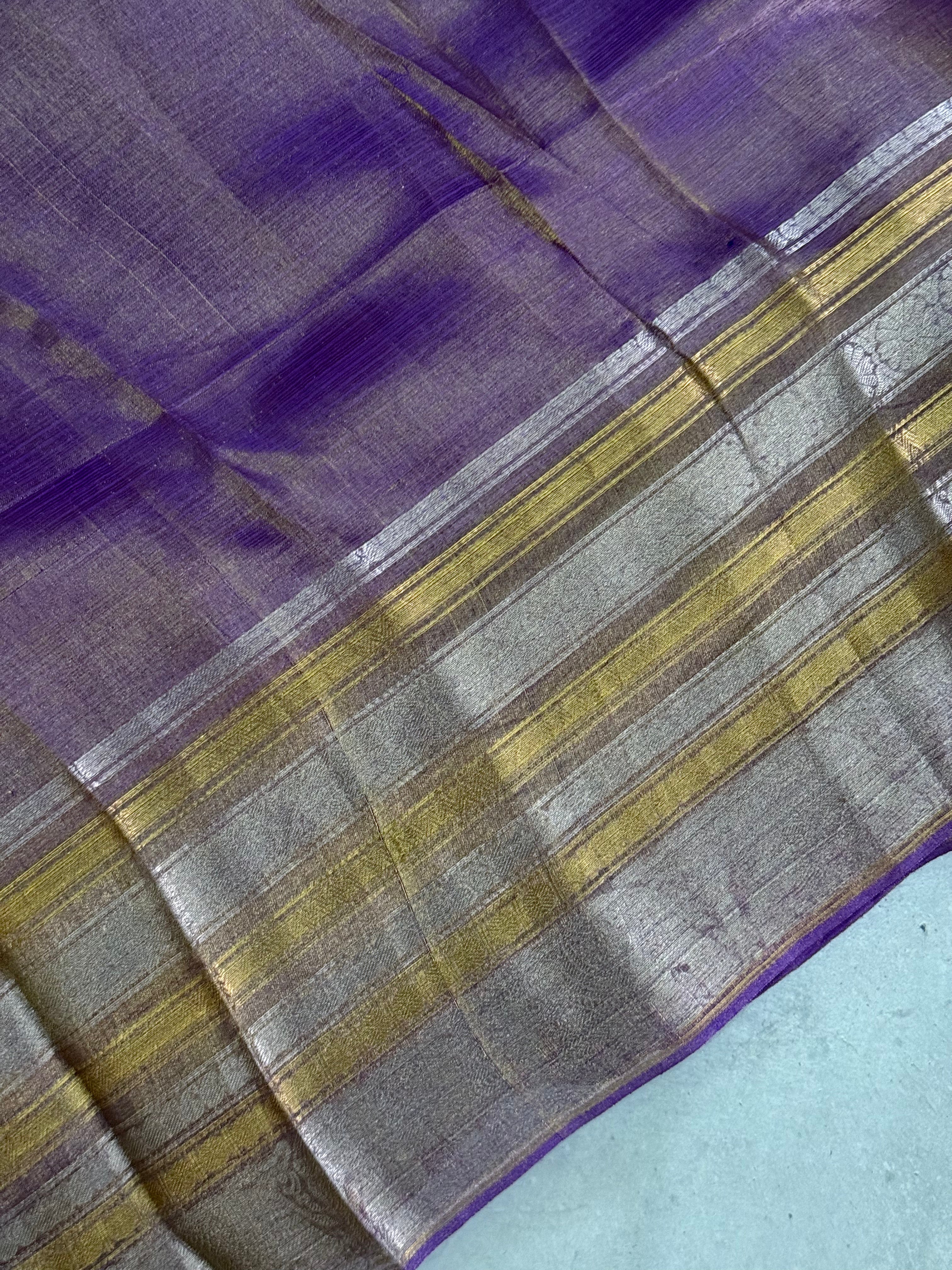 Anayra | Lavender Floral Tissue Silk Saree