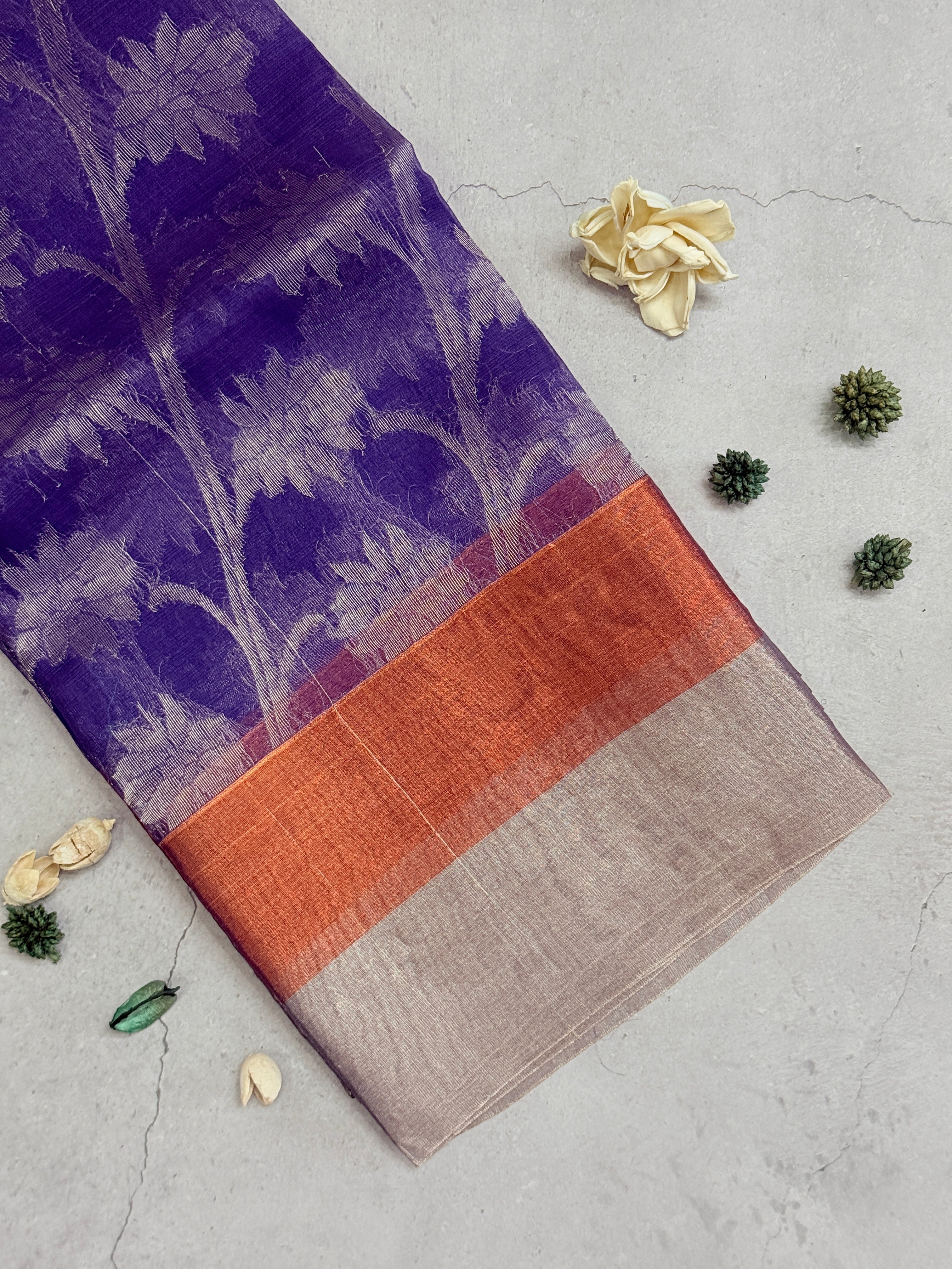 Anika | Purple and Silver Tissue Silk Saree