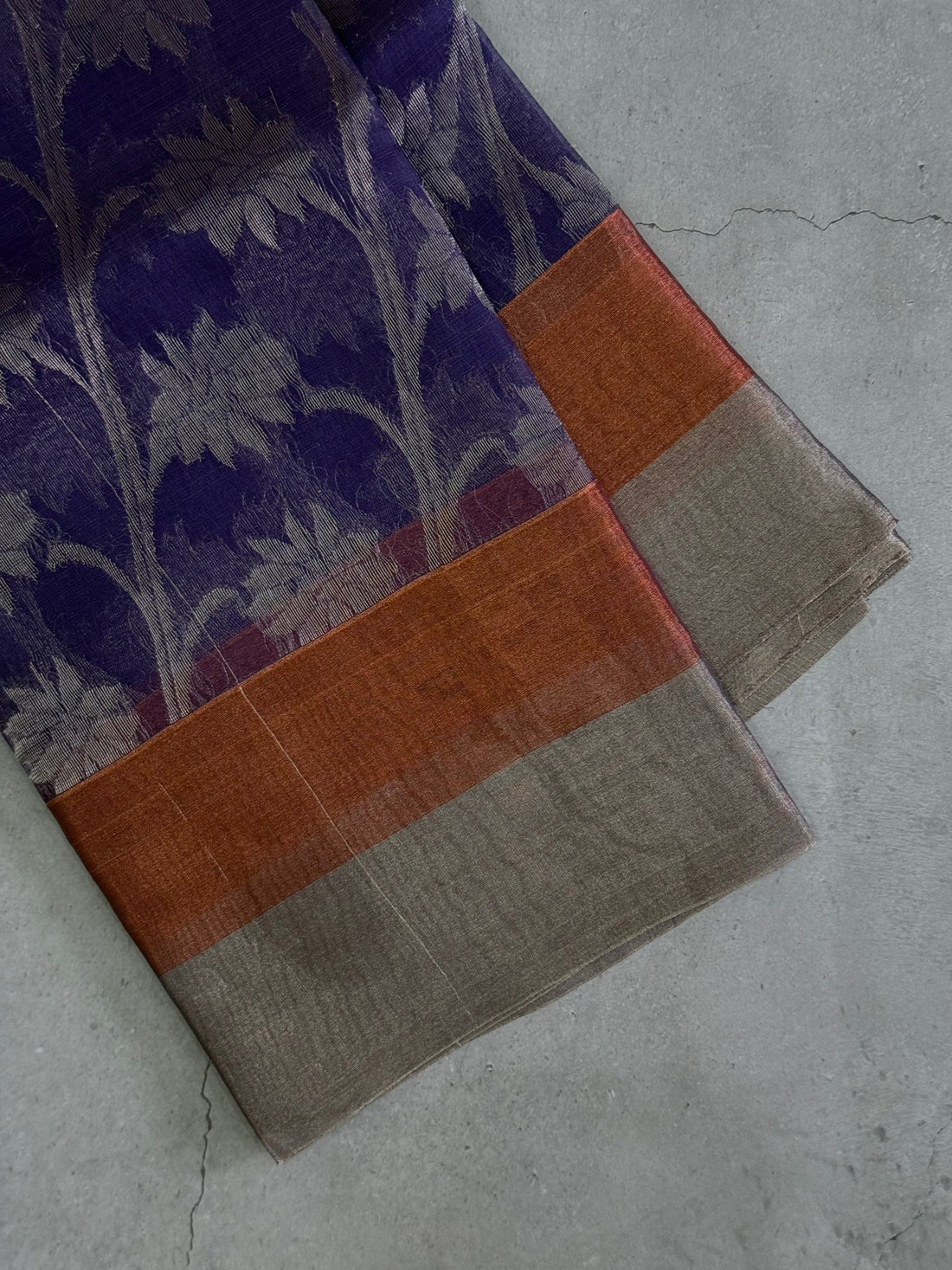Anika | Purple and Silver Tissue Silk Saree