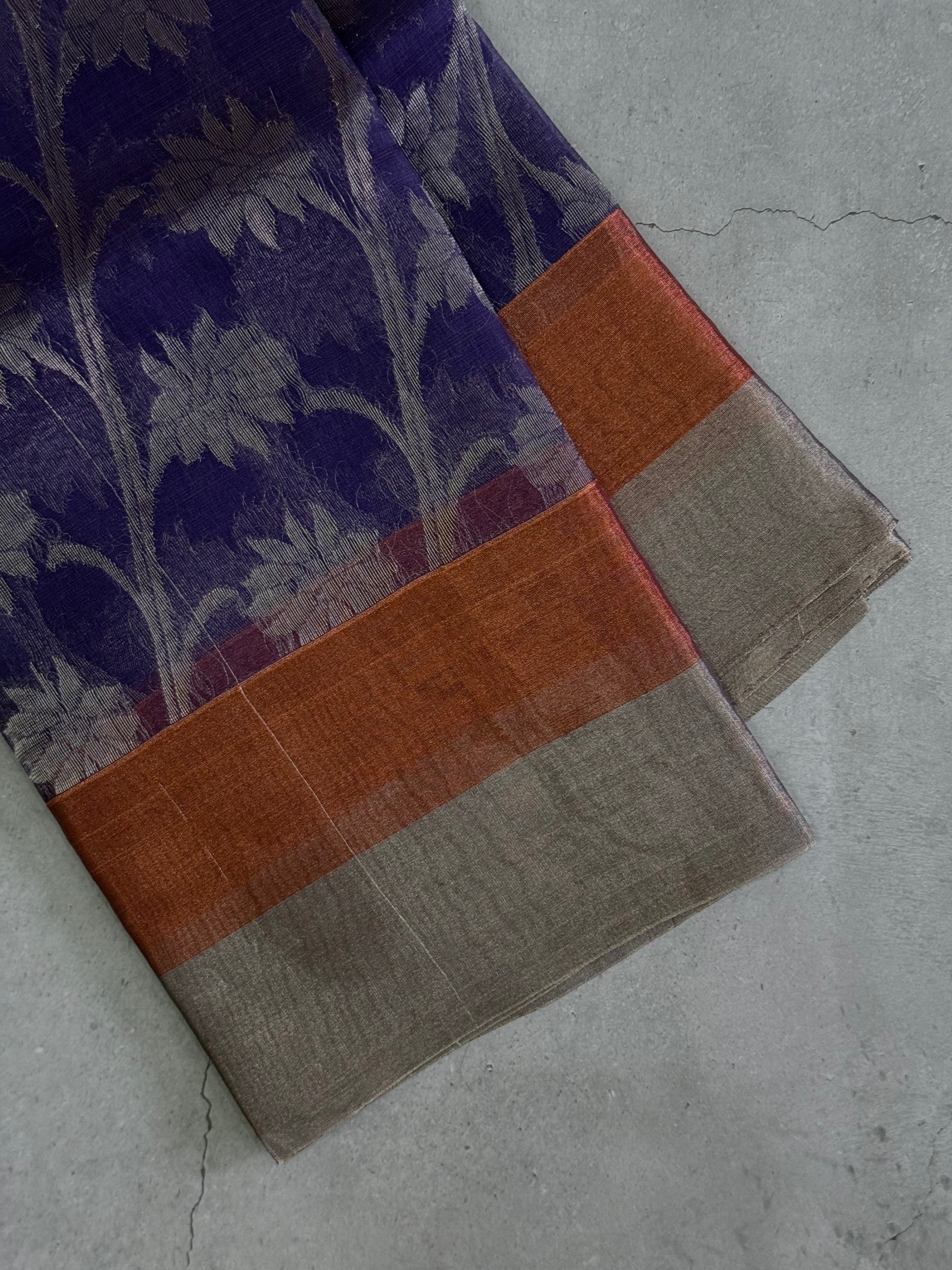 Anika | Purple and Silver Tissue Silk Saree