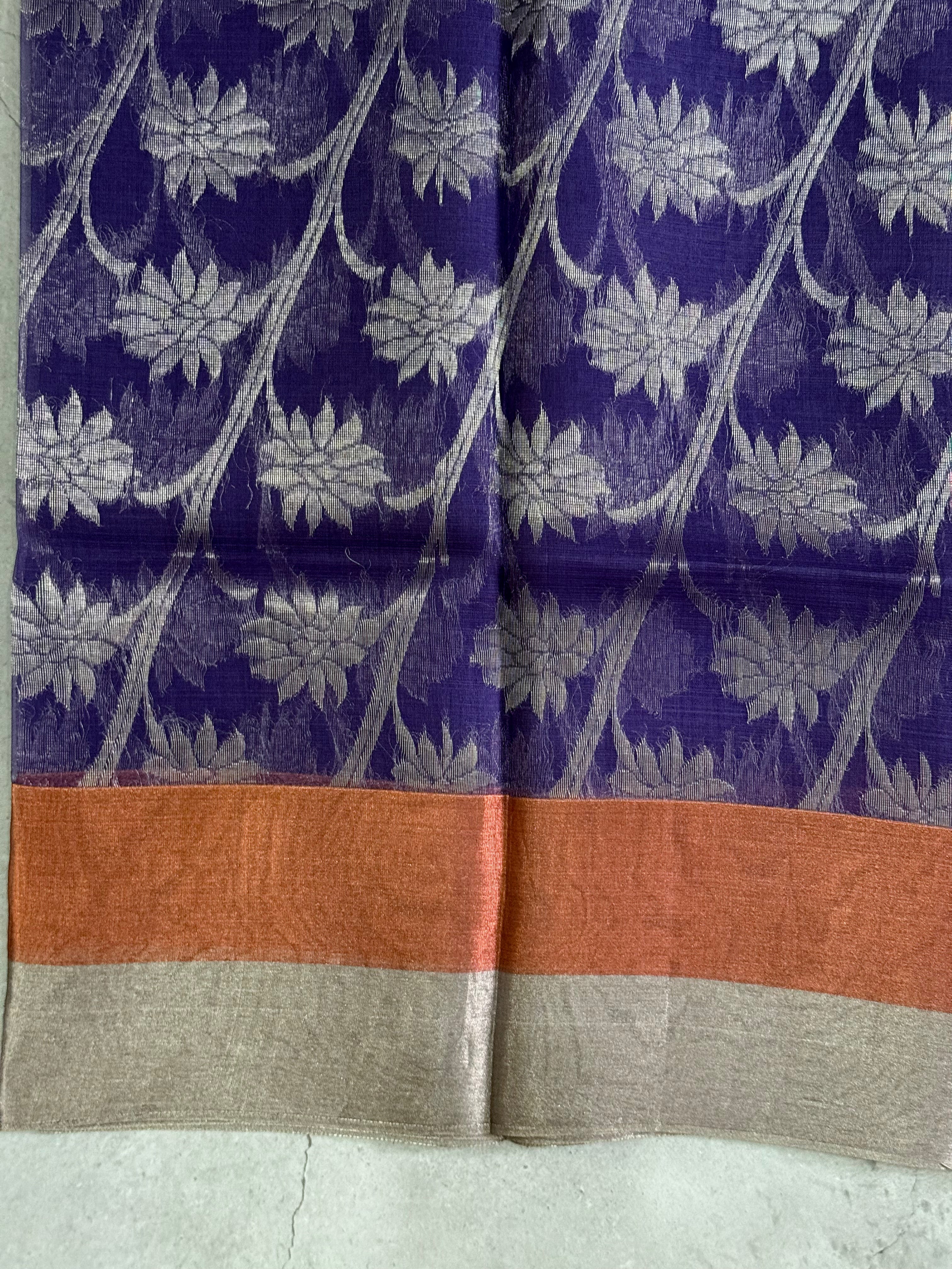 Anika | Purple and Silver Tissue Silk Saree