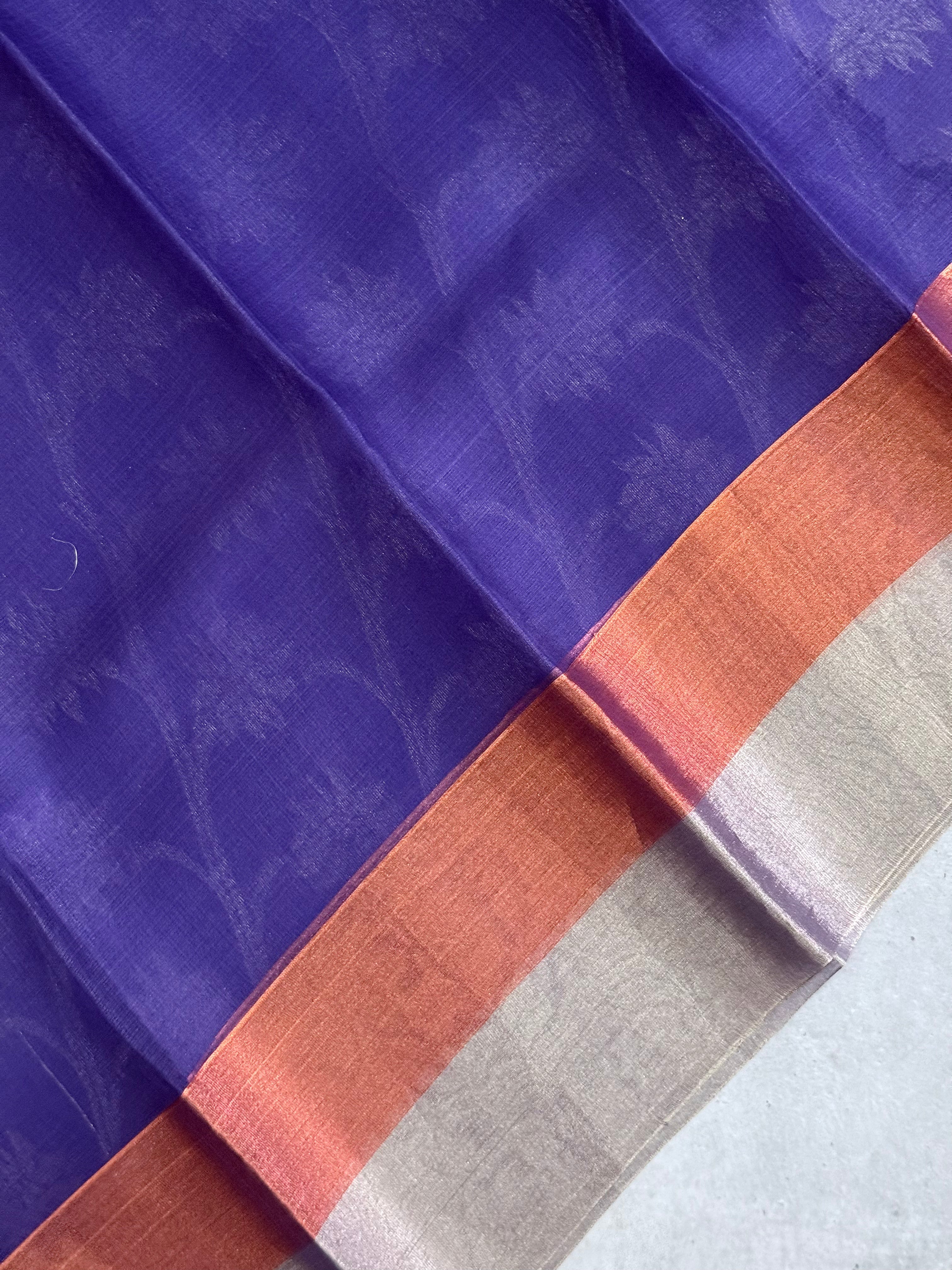 Anika | Purple and Silver Tissue Silk Saree