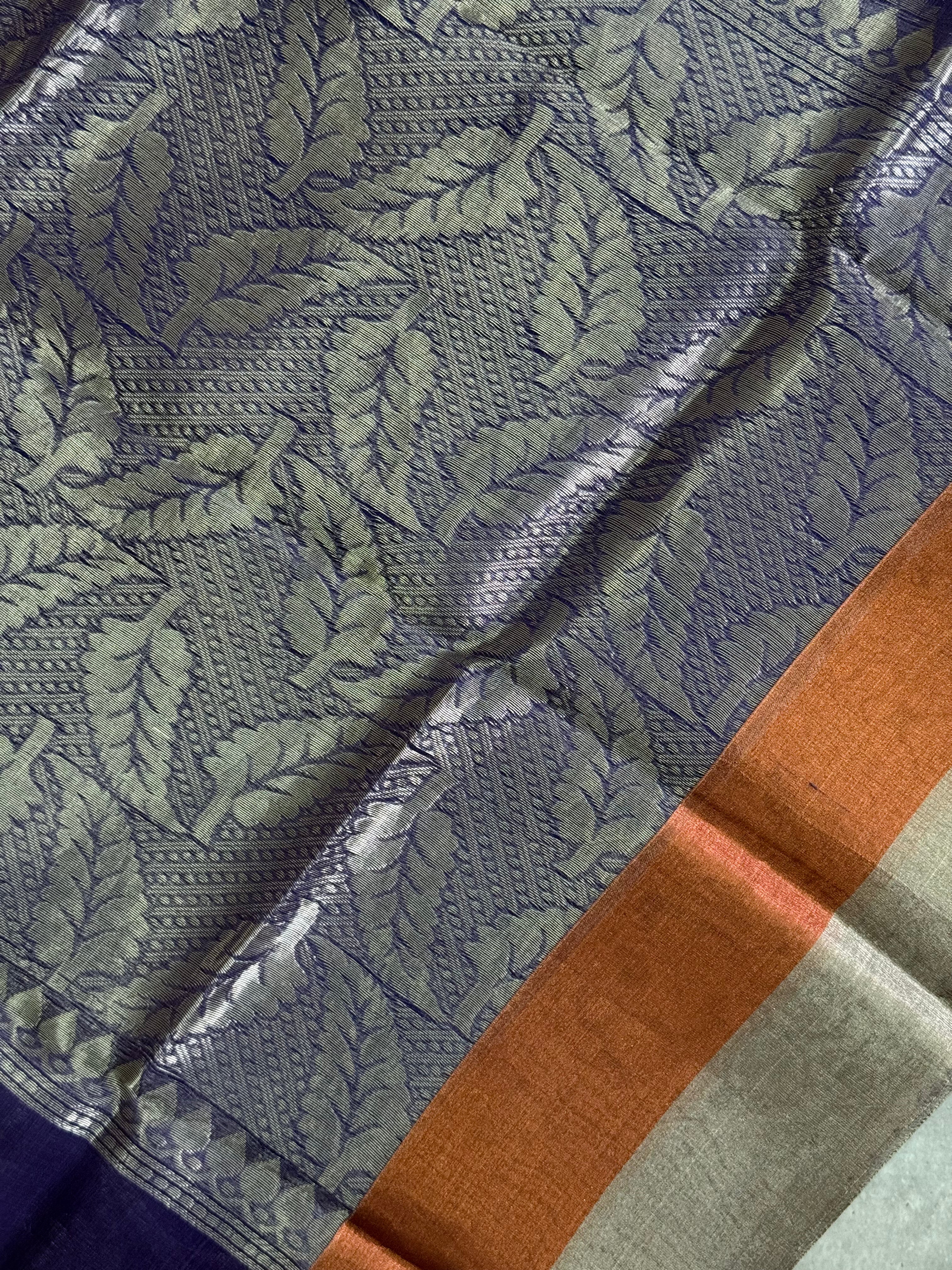 Anika | Purple and Silver Tissue Silk Saree