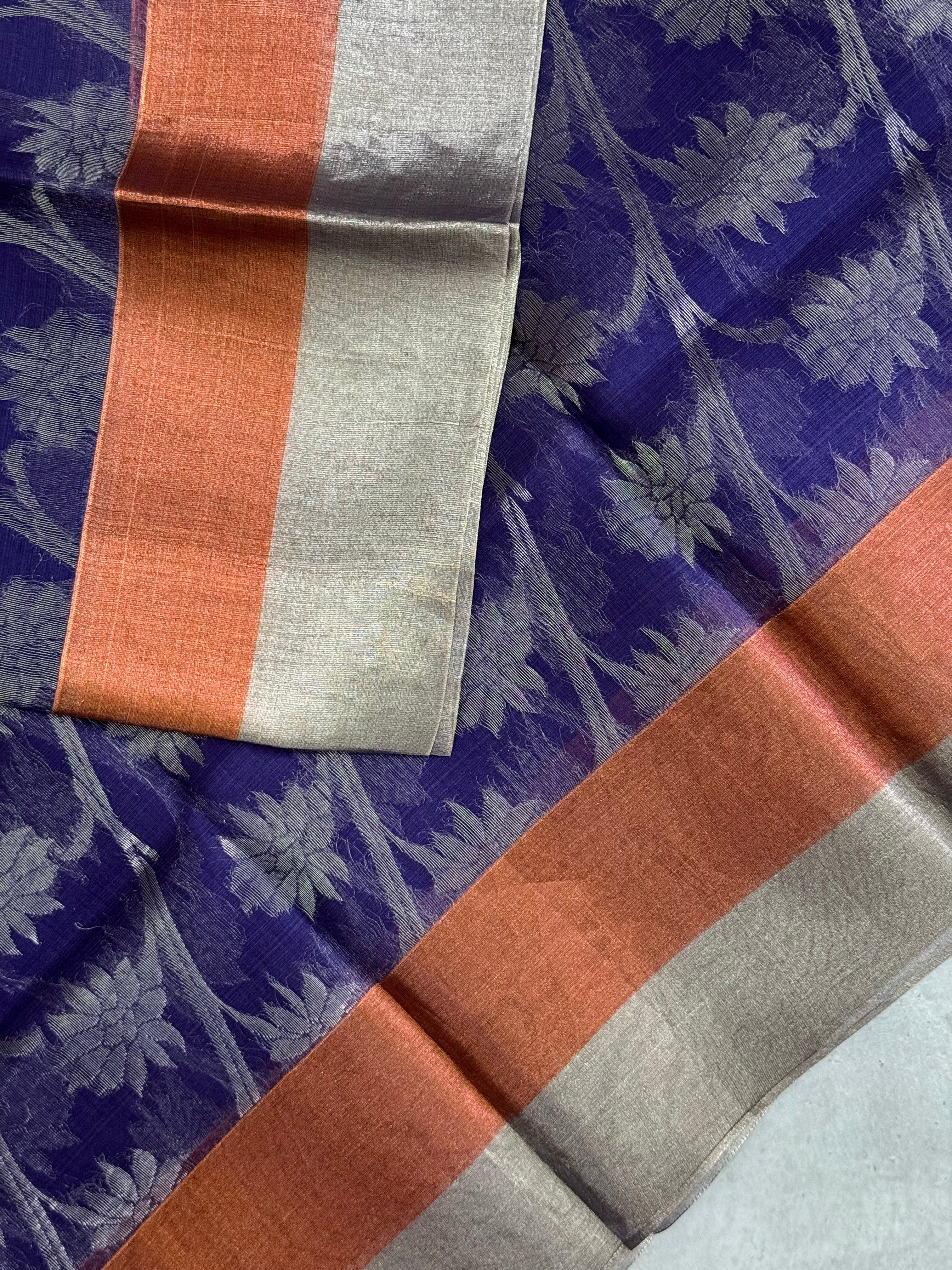 Anika | Purple and Silver Tissue Silk Saree